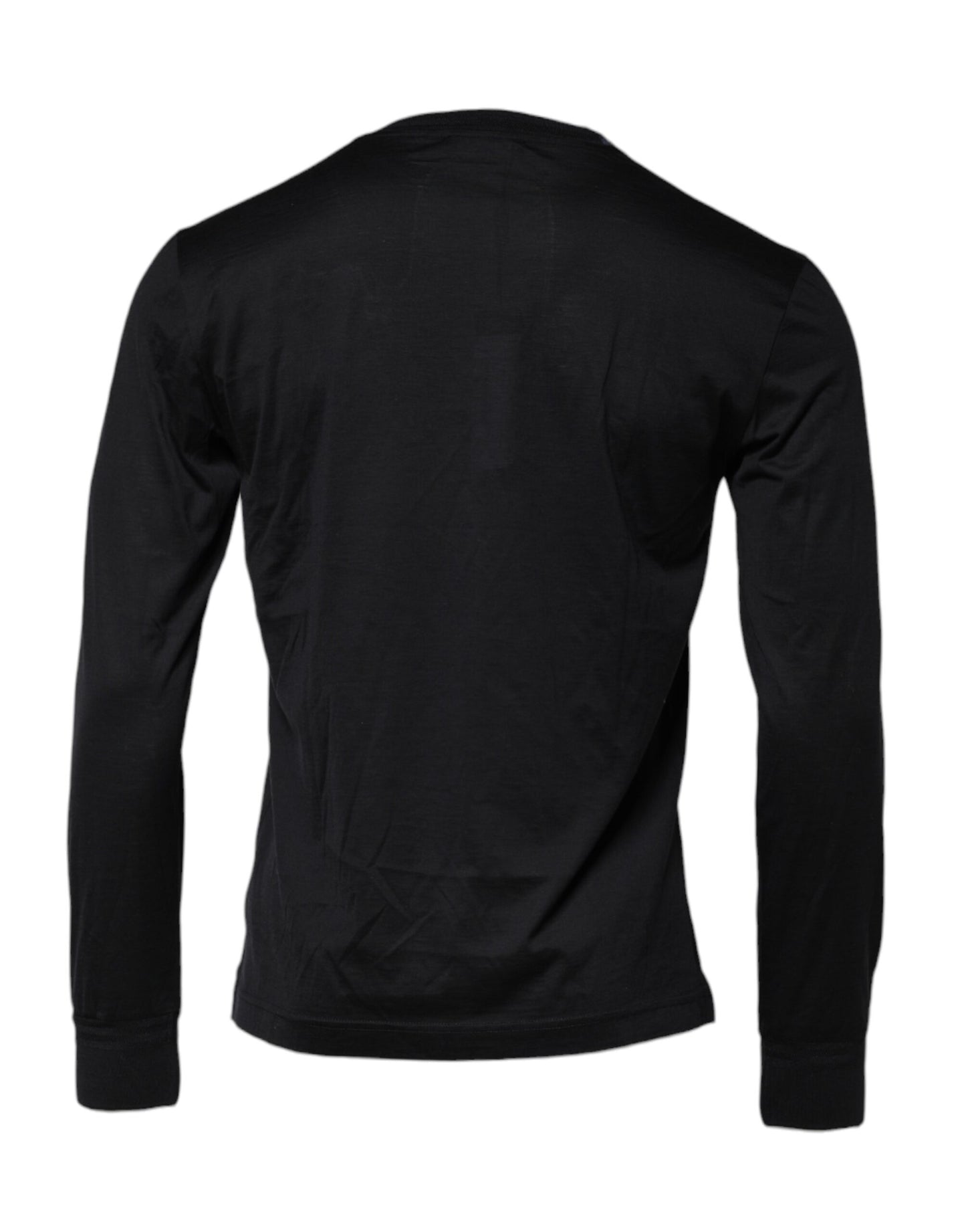 Dolce & Gabbana Dark Blue Silk Crew Neck Men Pullover Sweater Dolce & Gabbana