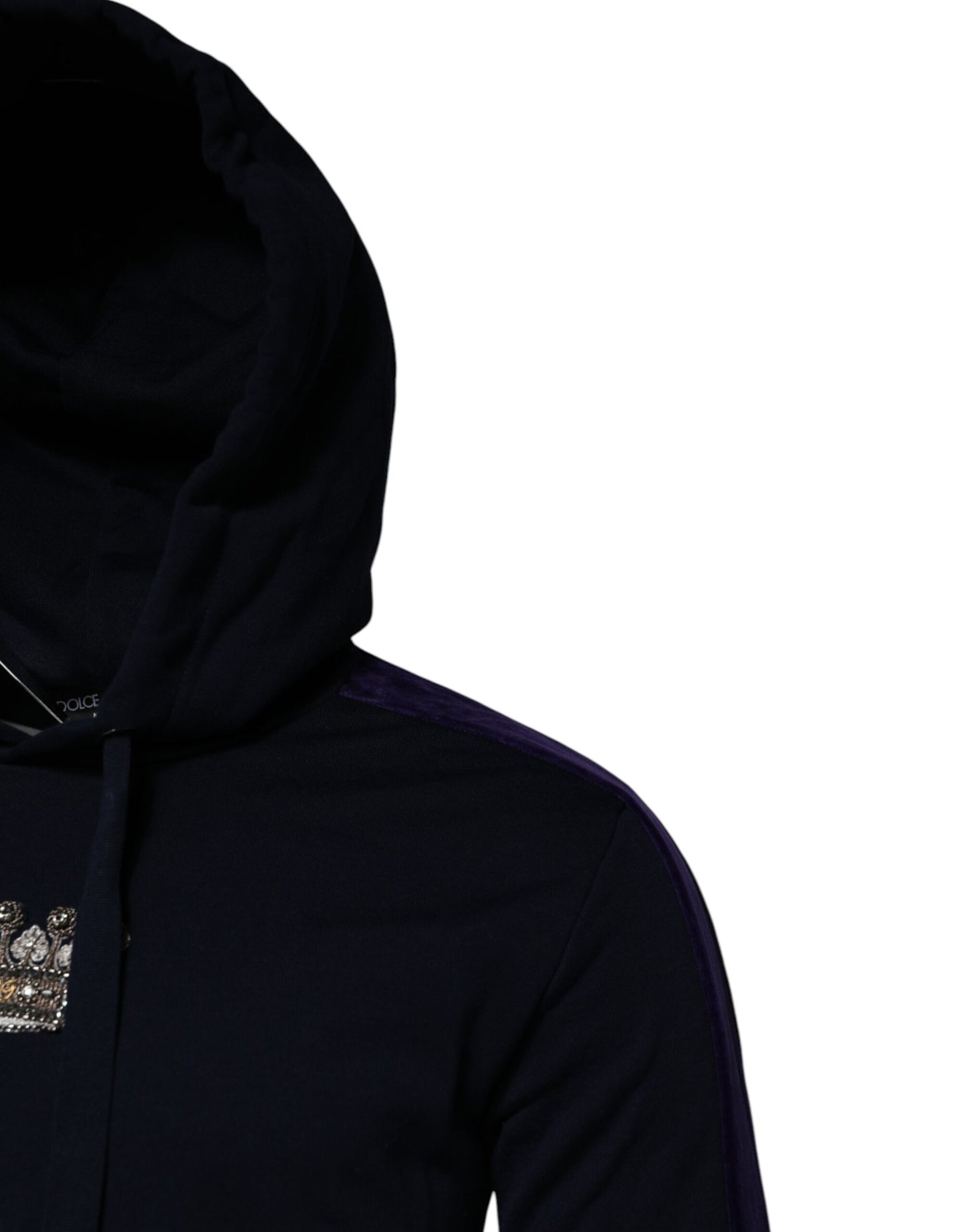 Dolce & Gabbana Black Crown Cotton Hooded Sweatshirt Sweater Dolce & Gabbana