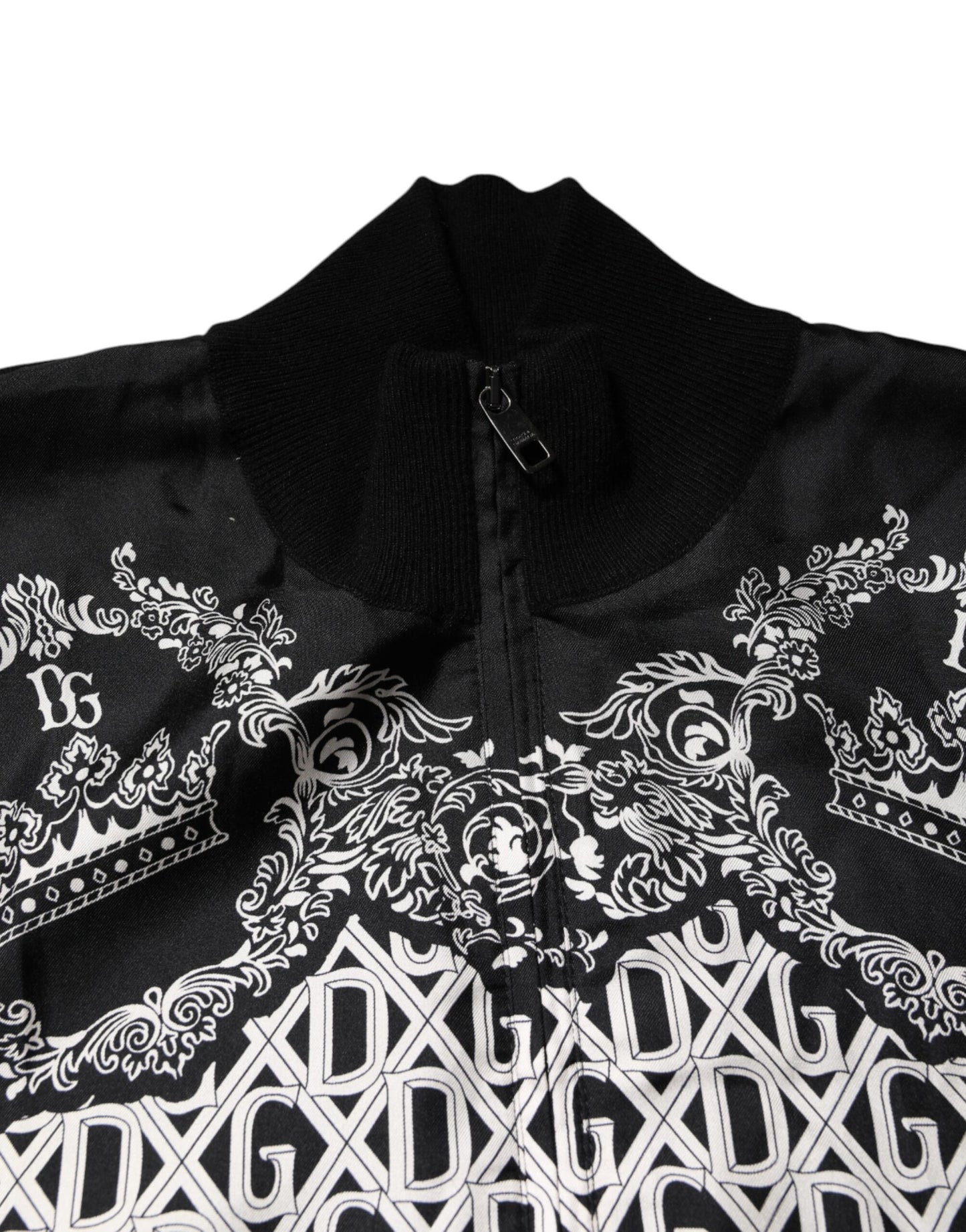 Dolce & Gabbana Black White Bandana Print Full Zip Sweater Dolce & Gabbana