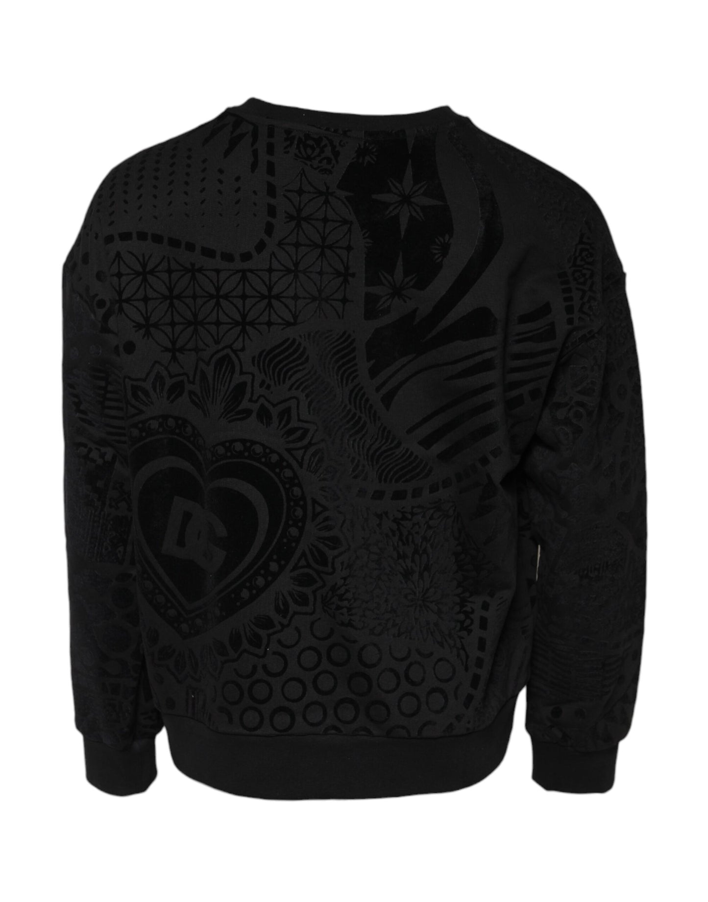 Dolce & Gabbana Black Printed Crew Neck Sweatshirt Sweater Dolce & Gabbana
