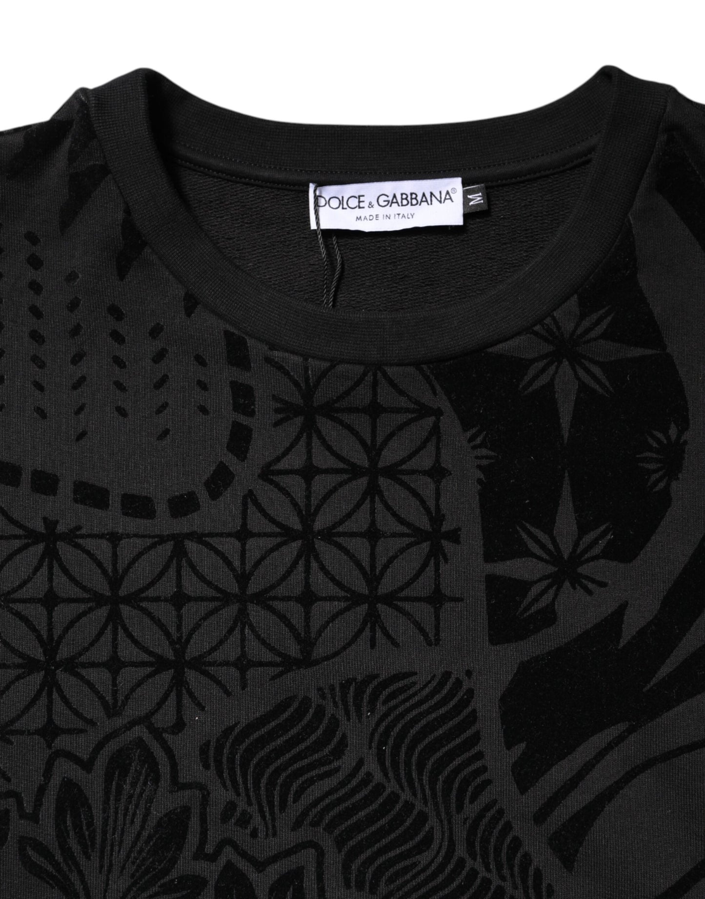 Dolce & Gabbana Black Printed Crew Neck Sweatshirt Sweater Dolce & Gabbana