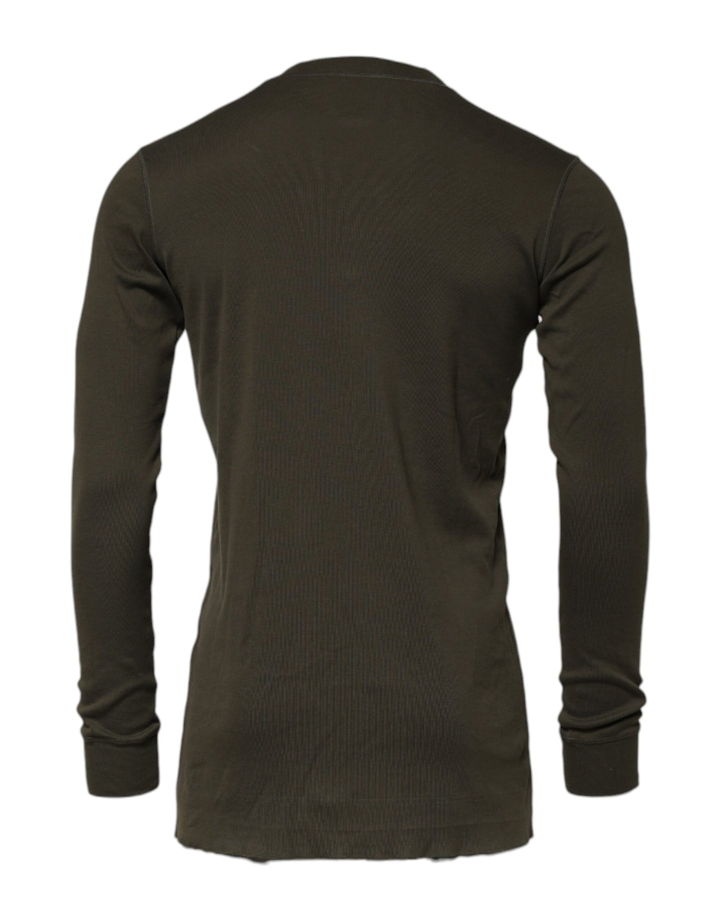 Dolce & Gabbana Dark Green Long Sleeves Crew Neck T-shirt Dolce & Gabbana