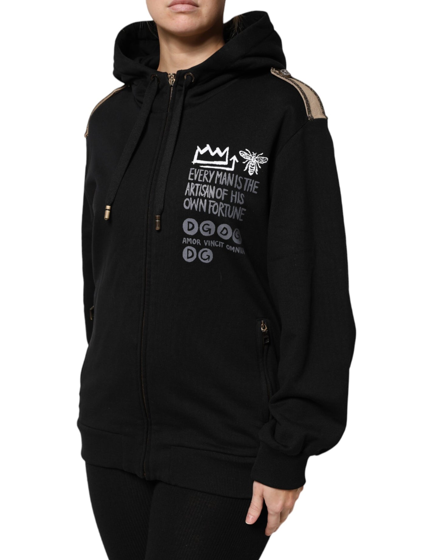 Dolce & Gabbana Black Logo Hooded Full Zip Sweatshirt Jacket Dolce & Gabbana
