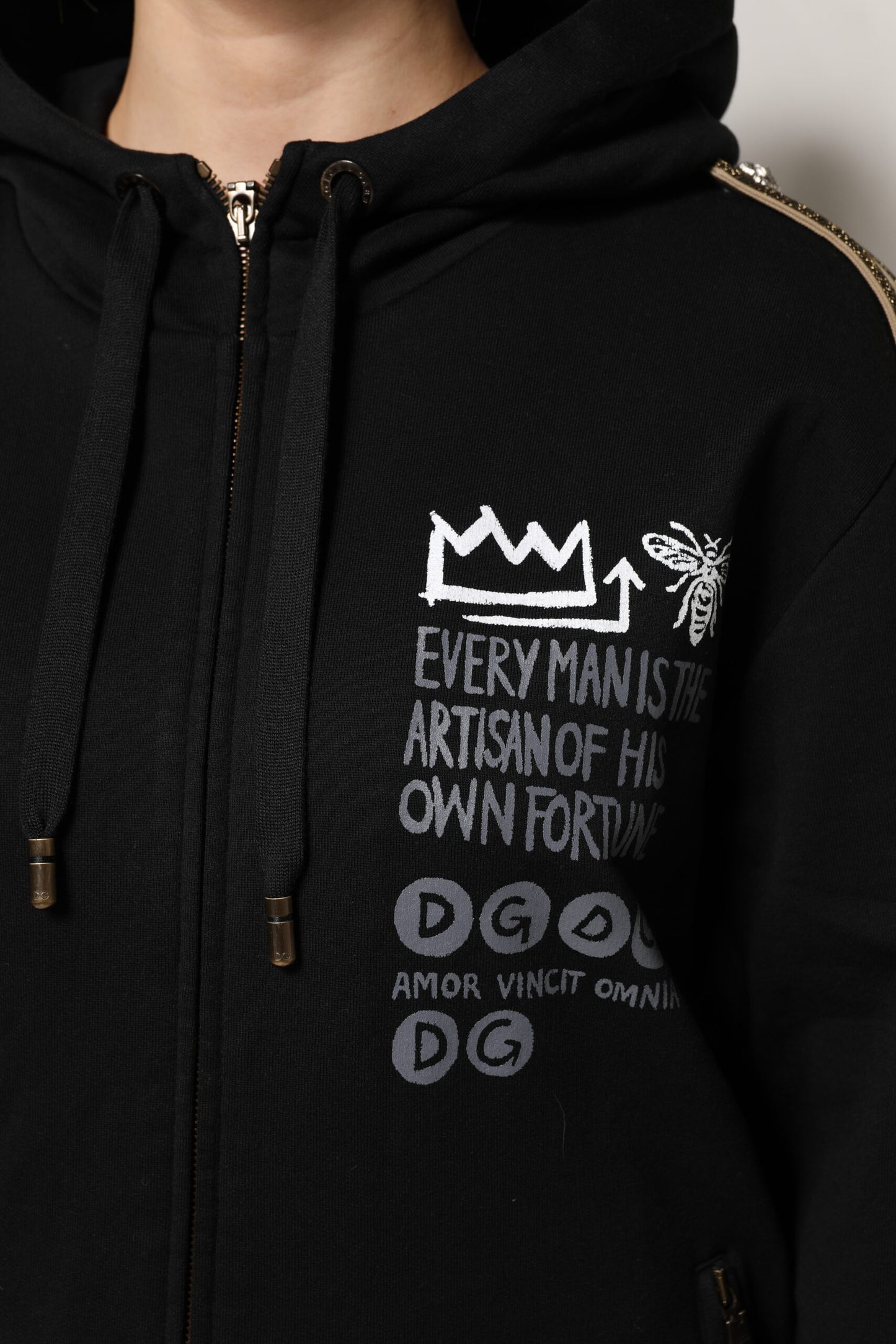 Dolce & Gabbana Black Logo Hooded Full Zip Sweatshirt Jacket Dolce & Gabbana