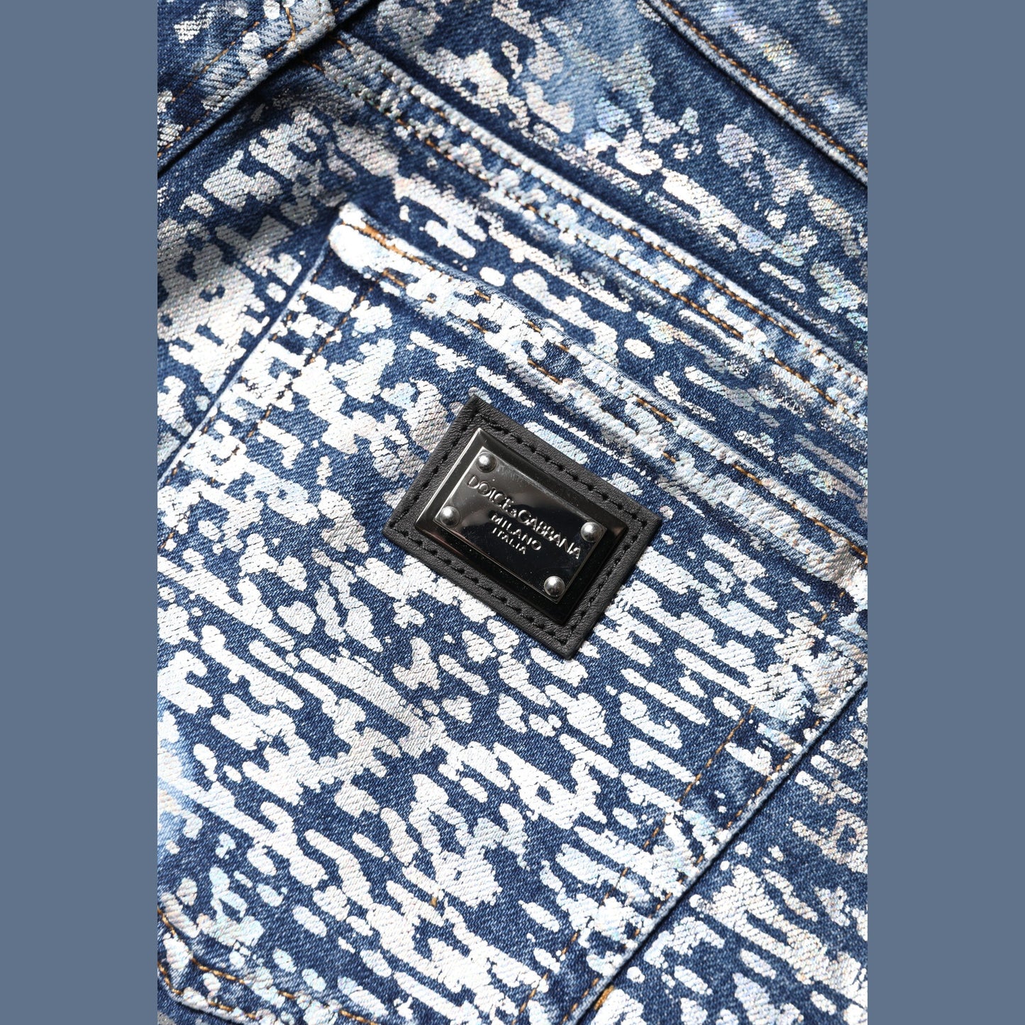 Dolce & Gabbana Blue Washed Print High Waist Denim Jeans