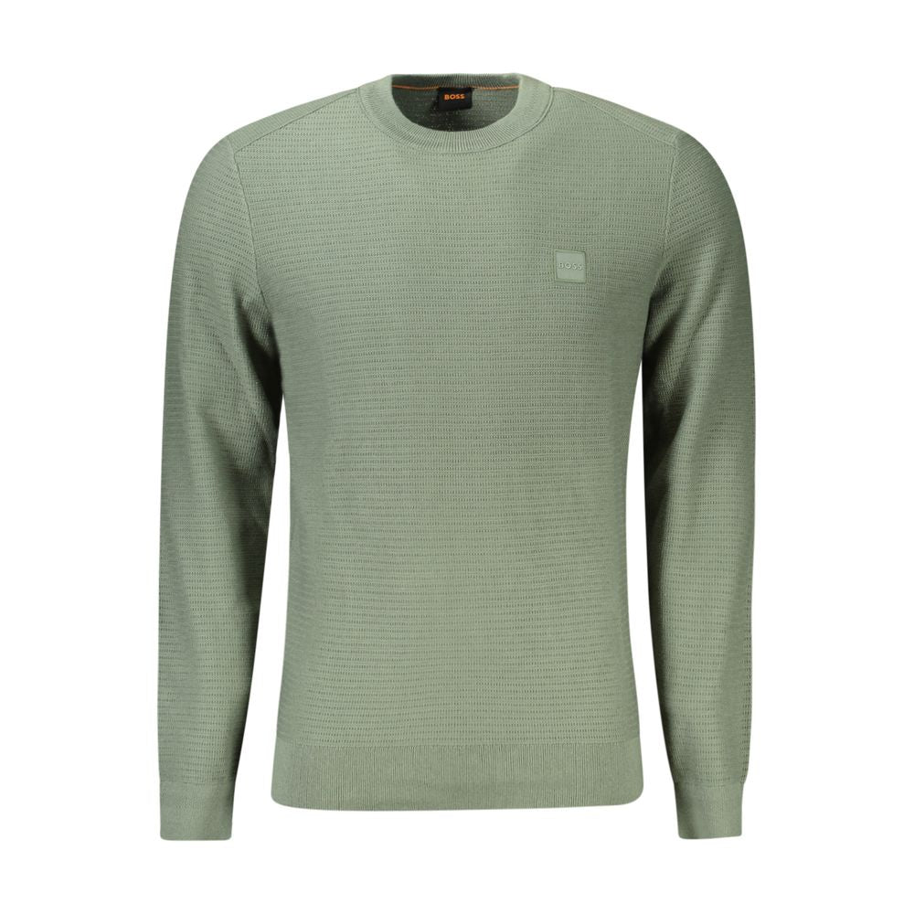 Hugo Boss Green Cotton Men Sweater Hugo Boss