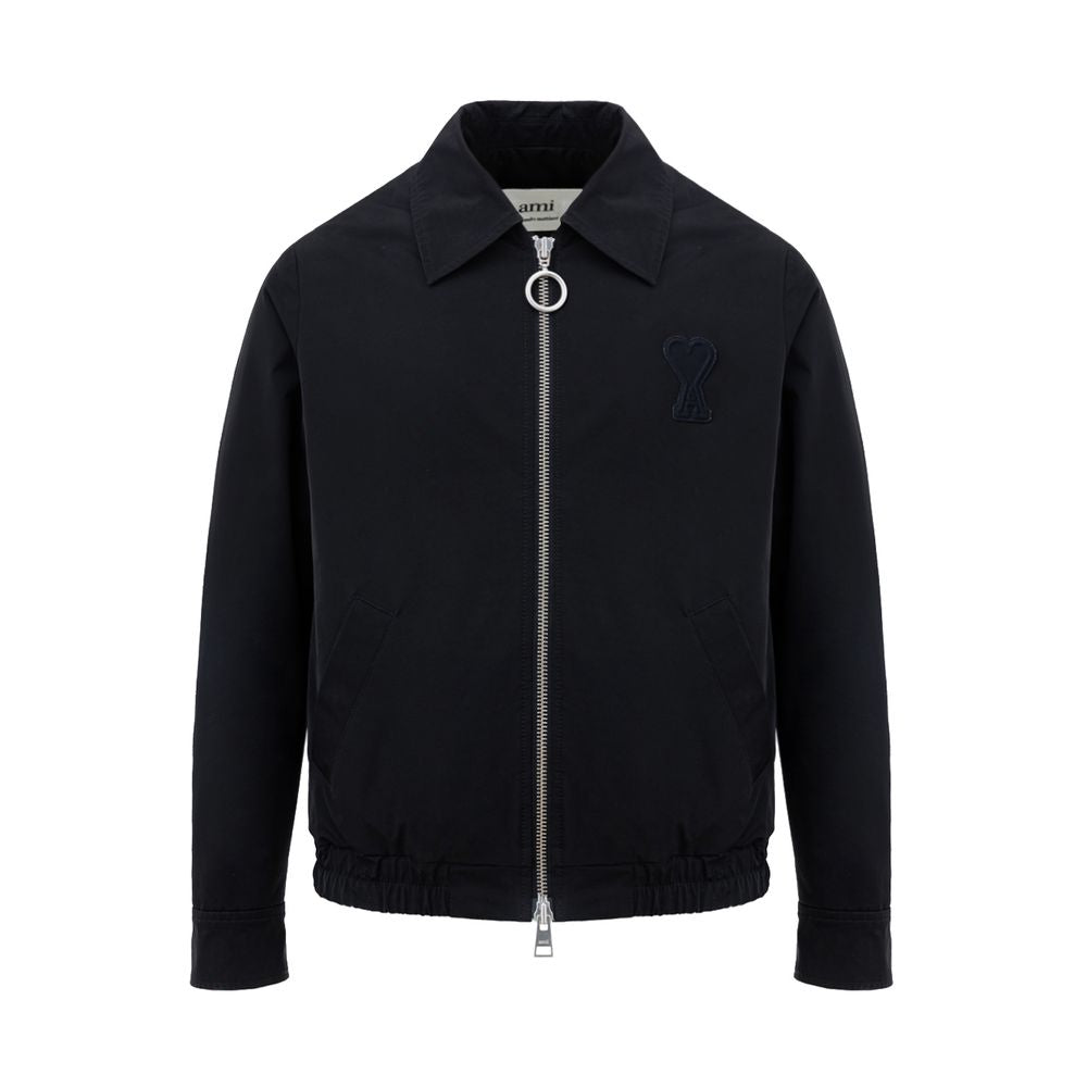Ami Paris Black Polyester Jackets & Coat Ami Paris