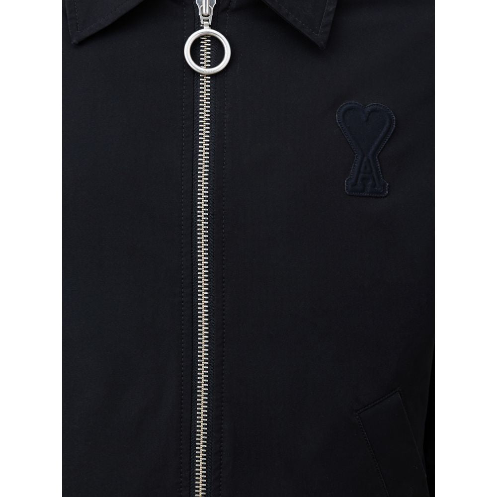 Ami Paris Black Polyester Jackets & Coat Ami Paris
