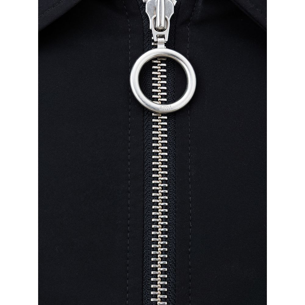 Ami Paris Black Polyester Jackets & Coat Ami Paris