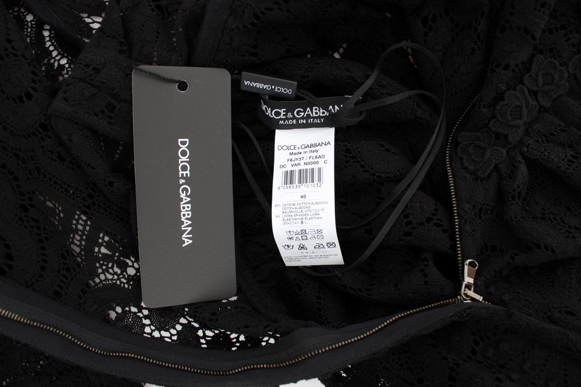 Dolce & Gabbana Black Ricamo Knitted Full Length Maxi Dress Dolce & Gabbana