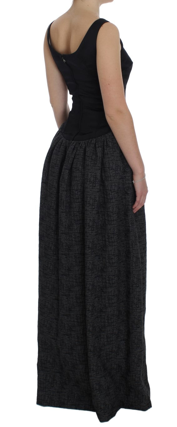 Dolce & Gabbana Black Gray Sheath Gown Full Length Dress Dolce & Gabbana