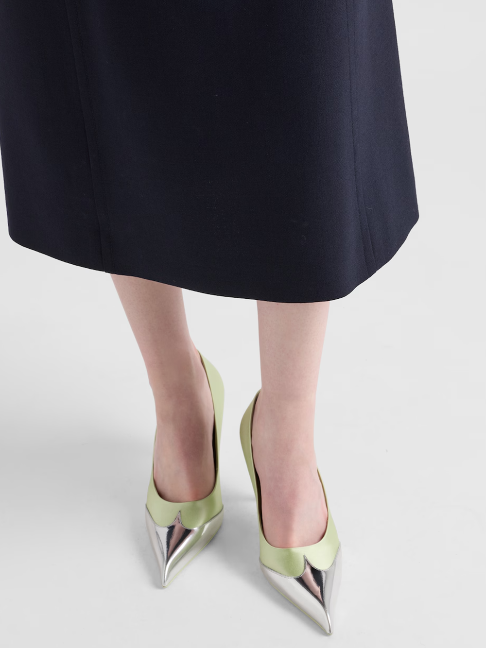 Prada Satin And Metallic Leather Pumps Prada