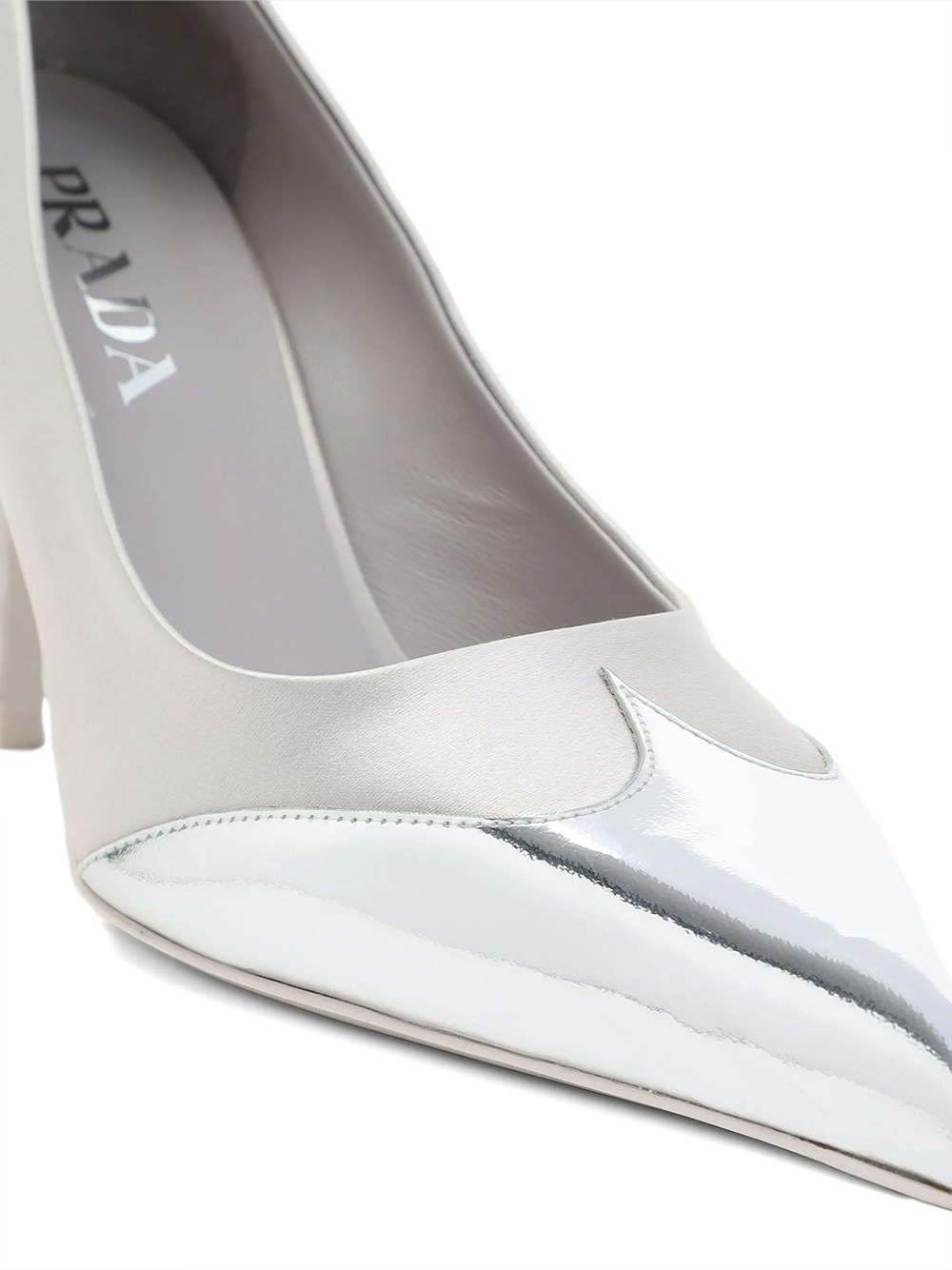 Prada Satin And Metallic Silver Leather Pumps Prada