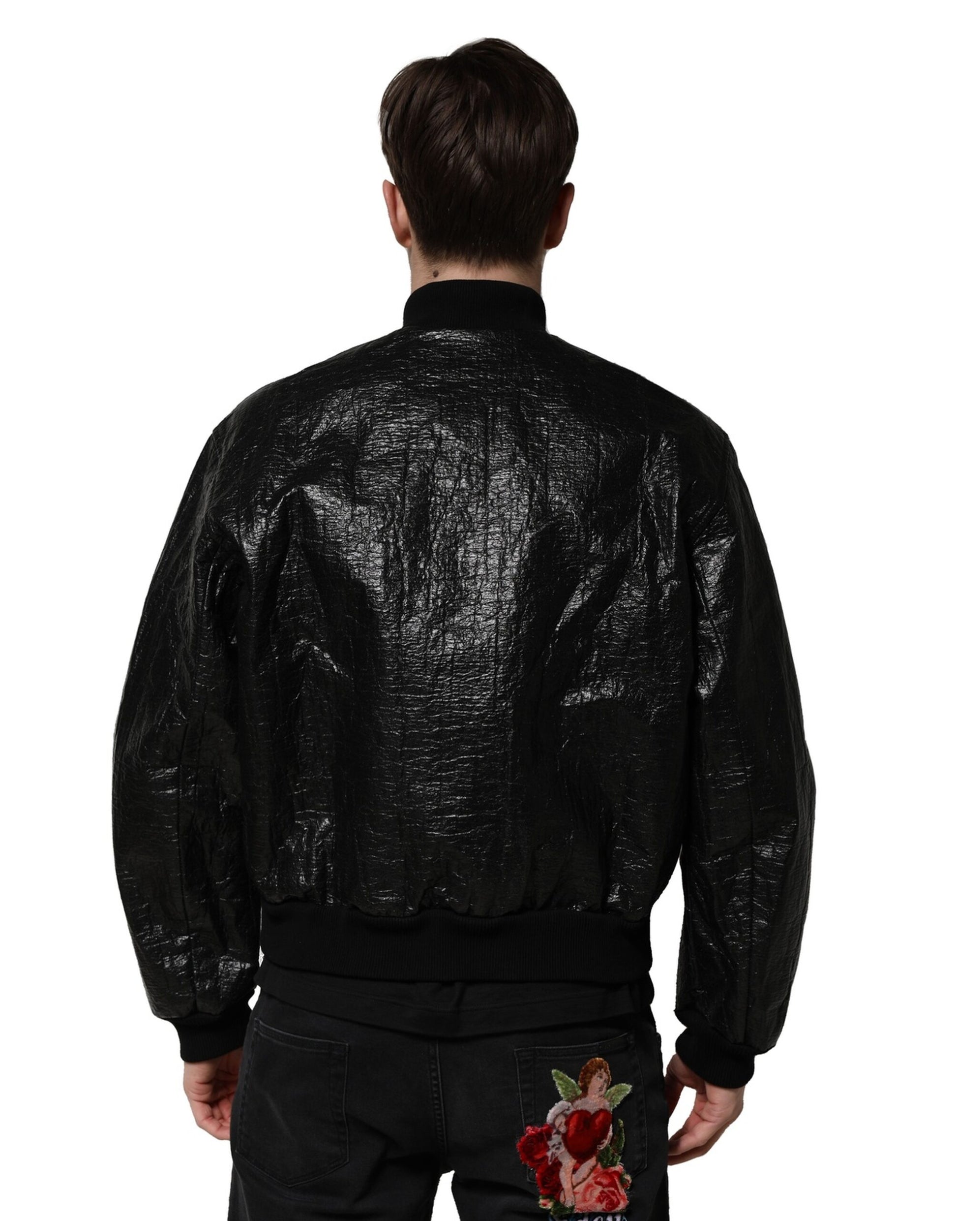 Dolce & Gabbana Black Logo Plaque Bomber Full Zipper Jacket Dolce & Gabbana