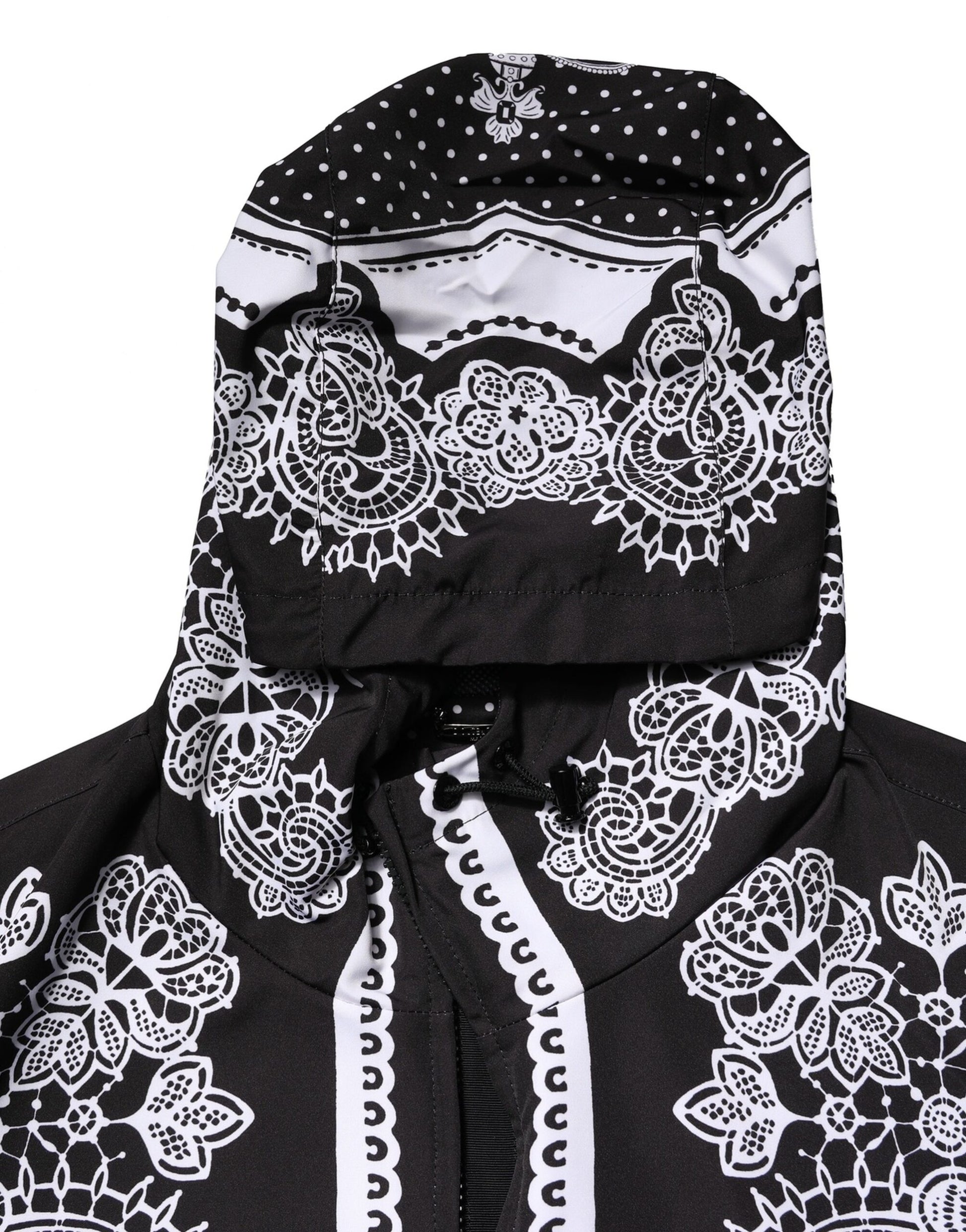 Dolce & Gabbana Black Bandana Print Hooded Bomber Jacket Dolce & Gabbana