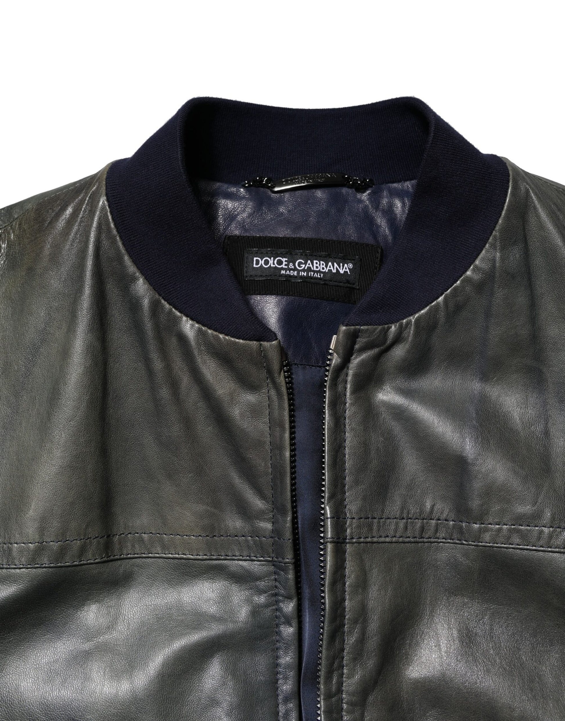 Dolce & Gabbana Black Lambskin Leather Biker Full Zip Jacket Dolce & Gabbana