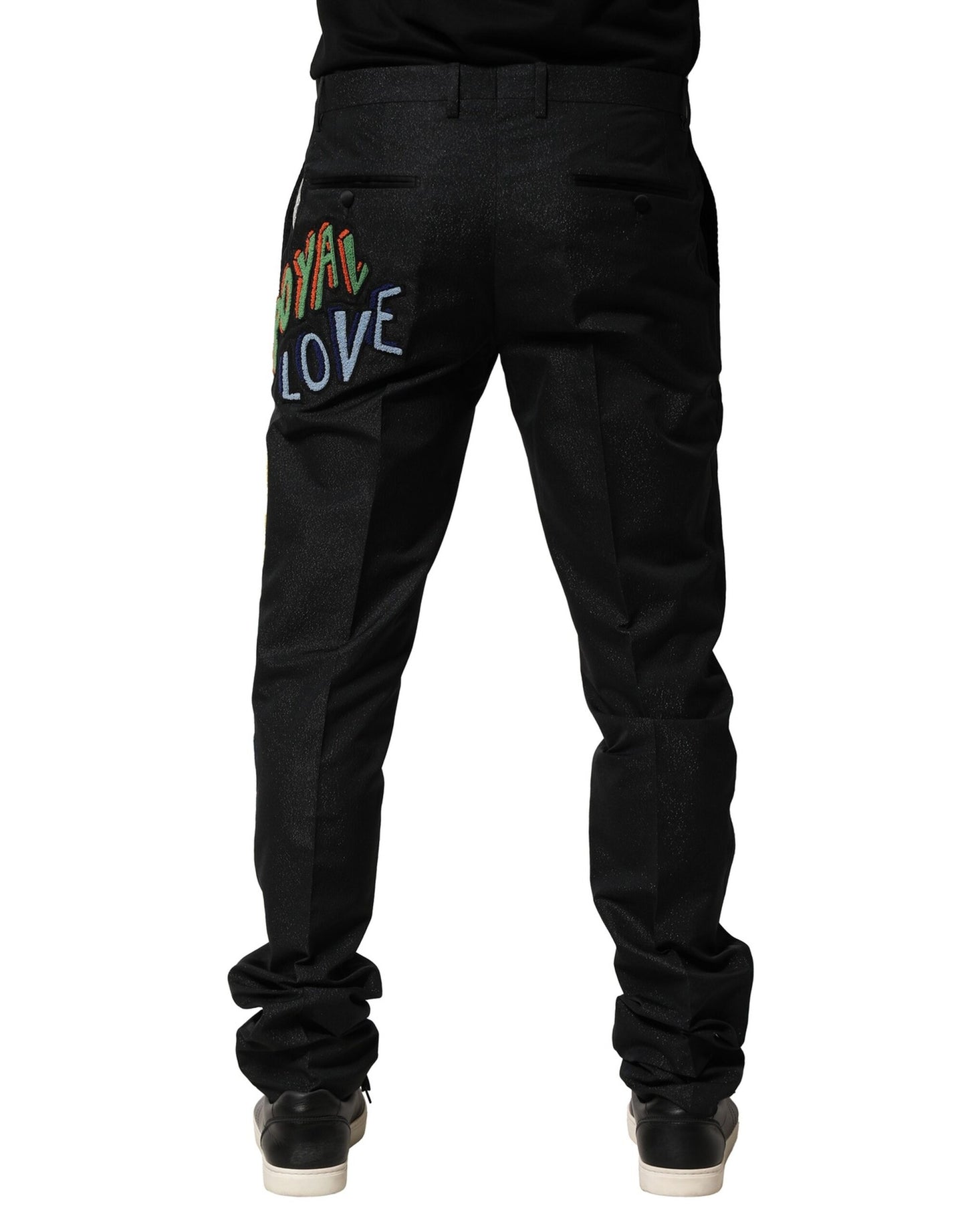 Dolce & Gabbana Black Graphic Embroidery Men Pants Dolce & Gabbana