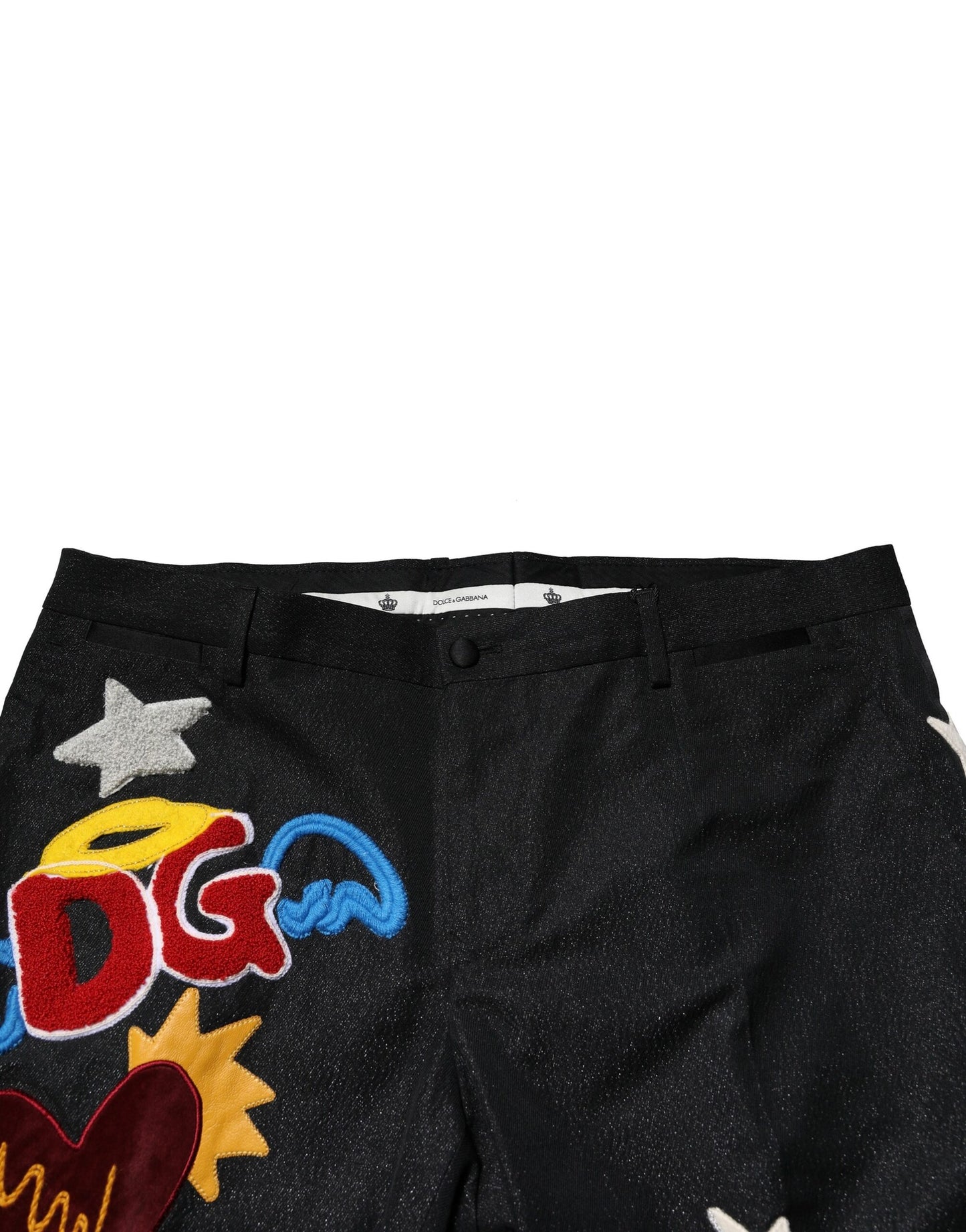 Dolce & Gabbana Black Graphic Embroidery Men Pants Dolce & Gabbana