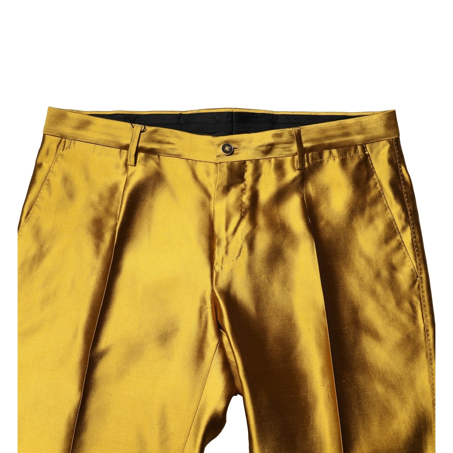 Dolce & Gabbana Yellow Silk Tapered Dress Men Pants