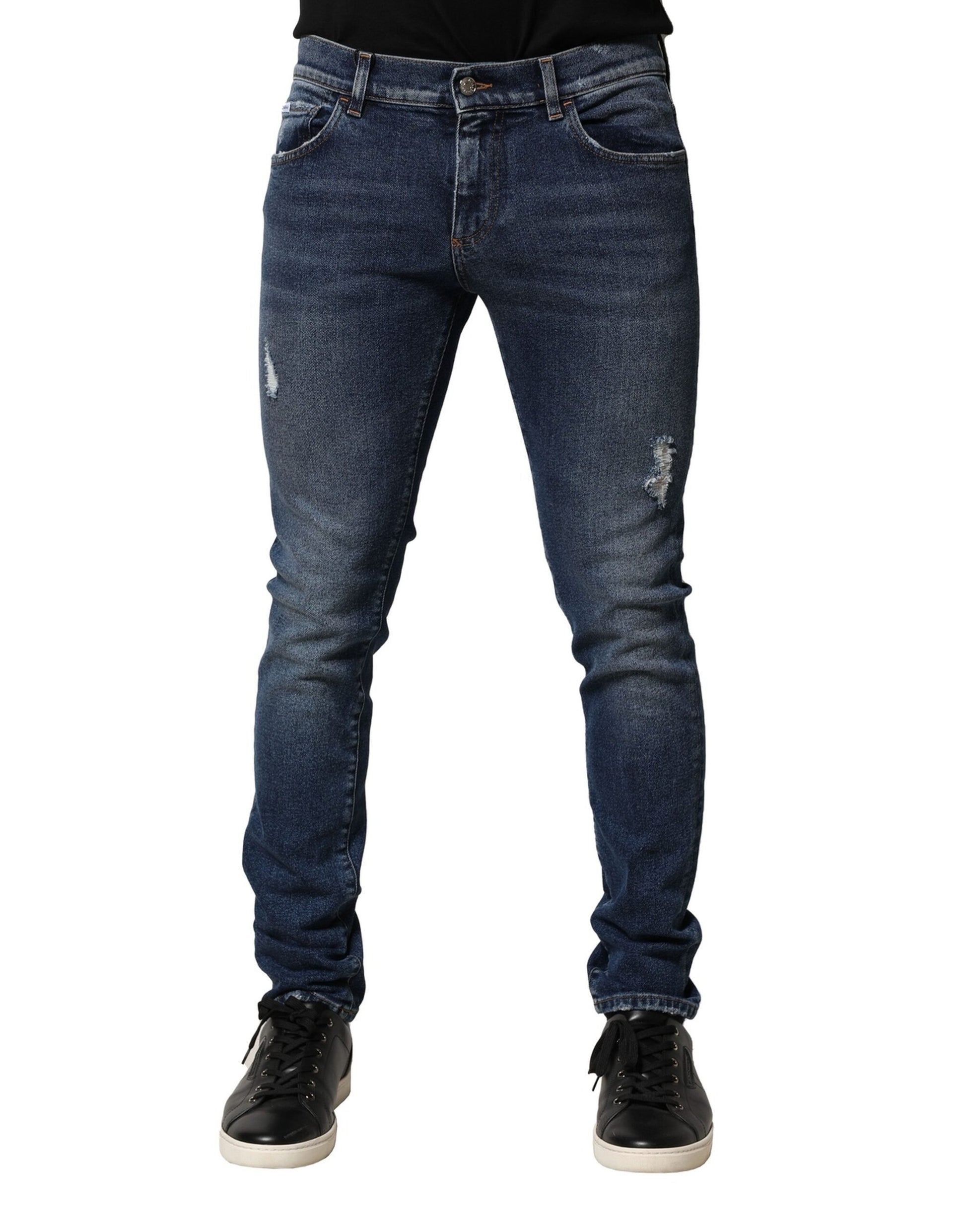Dolce & Gabbana Blue Washed Skinny Cotton Denim Jeans Dolce & Gabbana