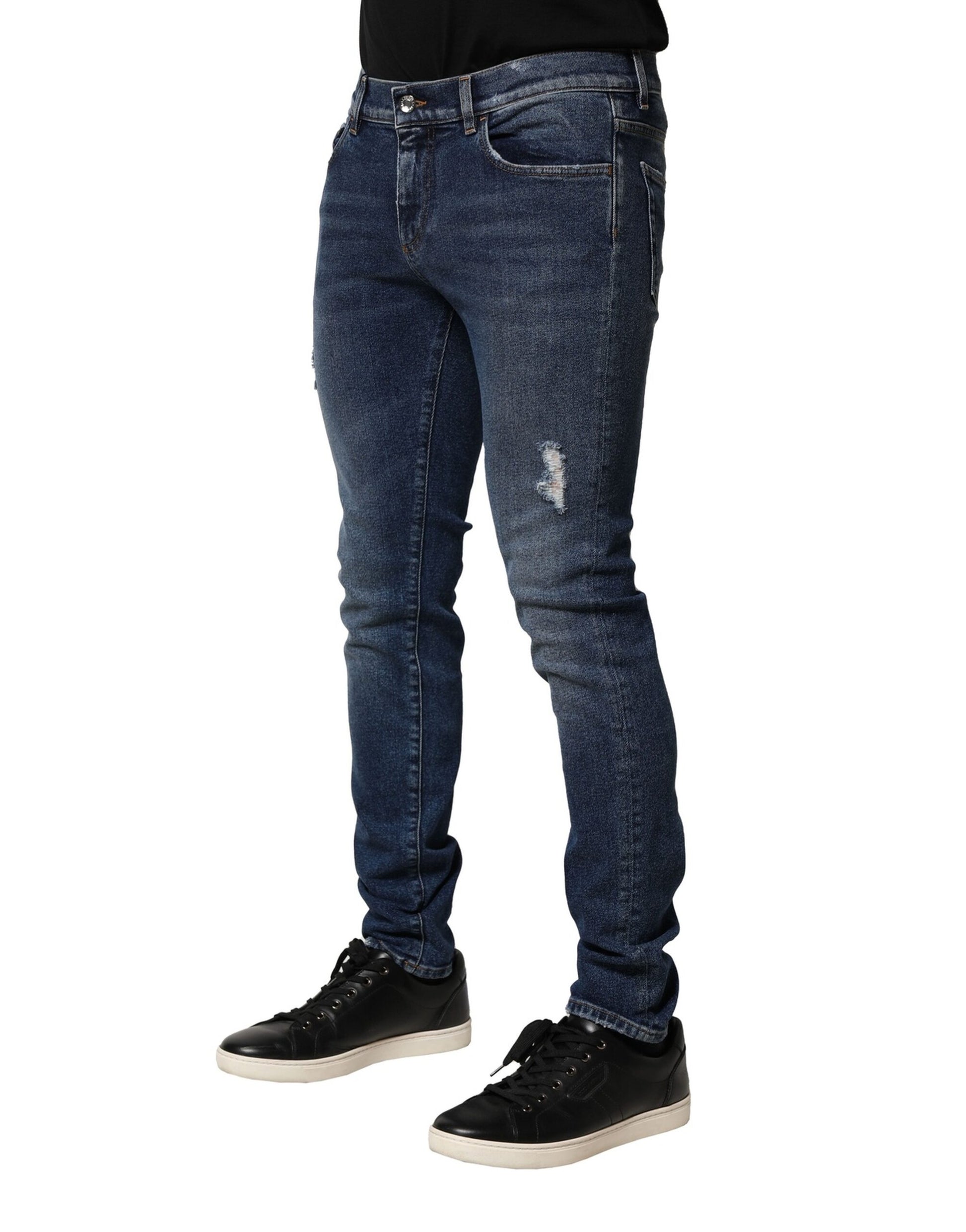 Dolce & Gabbana Blue Washed Skinny Cotton Denim Jeans Dolce & Gabbana