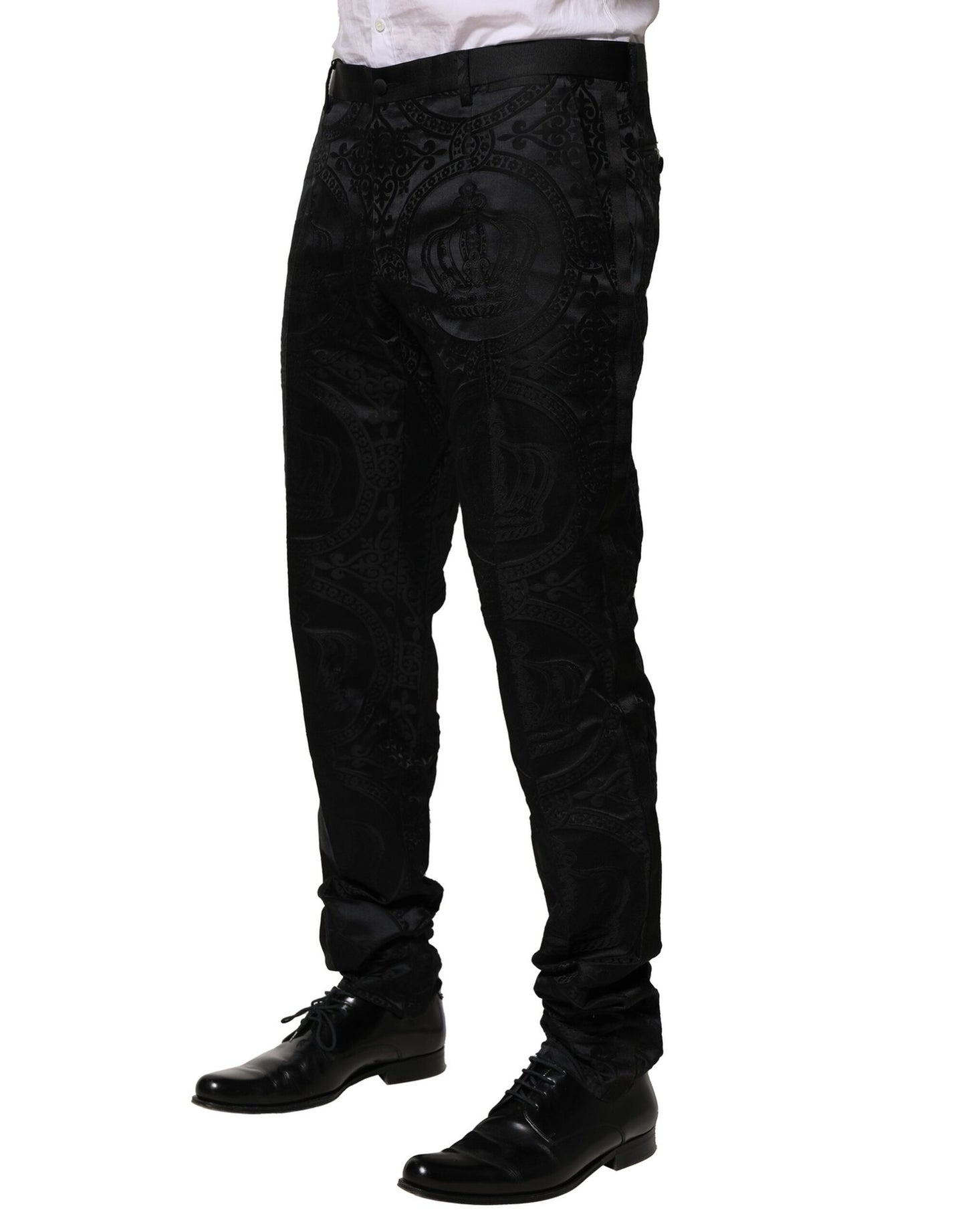 Dolce & Gabbana Black Cotton DG Crown Dress Pants Dolce & Gabbana