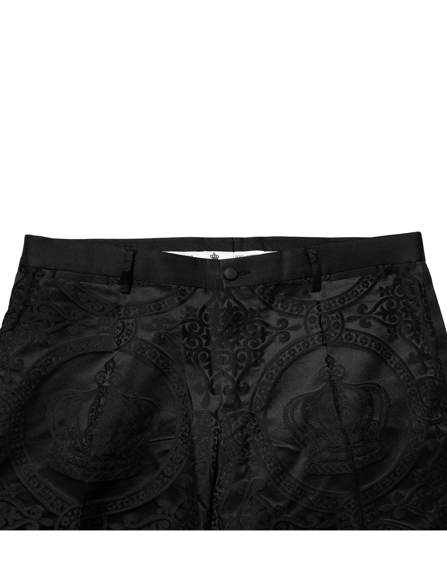 Dolce & Gabbana Black Cotton DG Crown Dress Pants Dolce & Gabbana