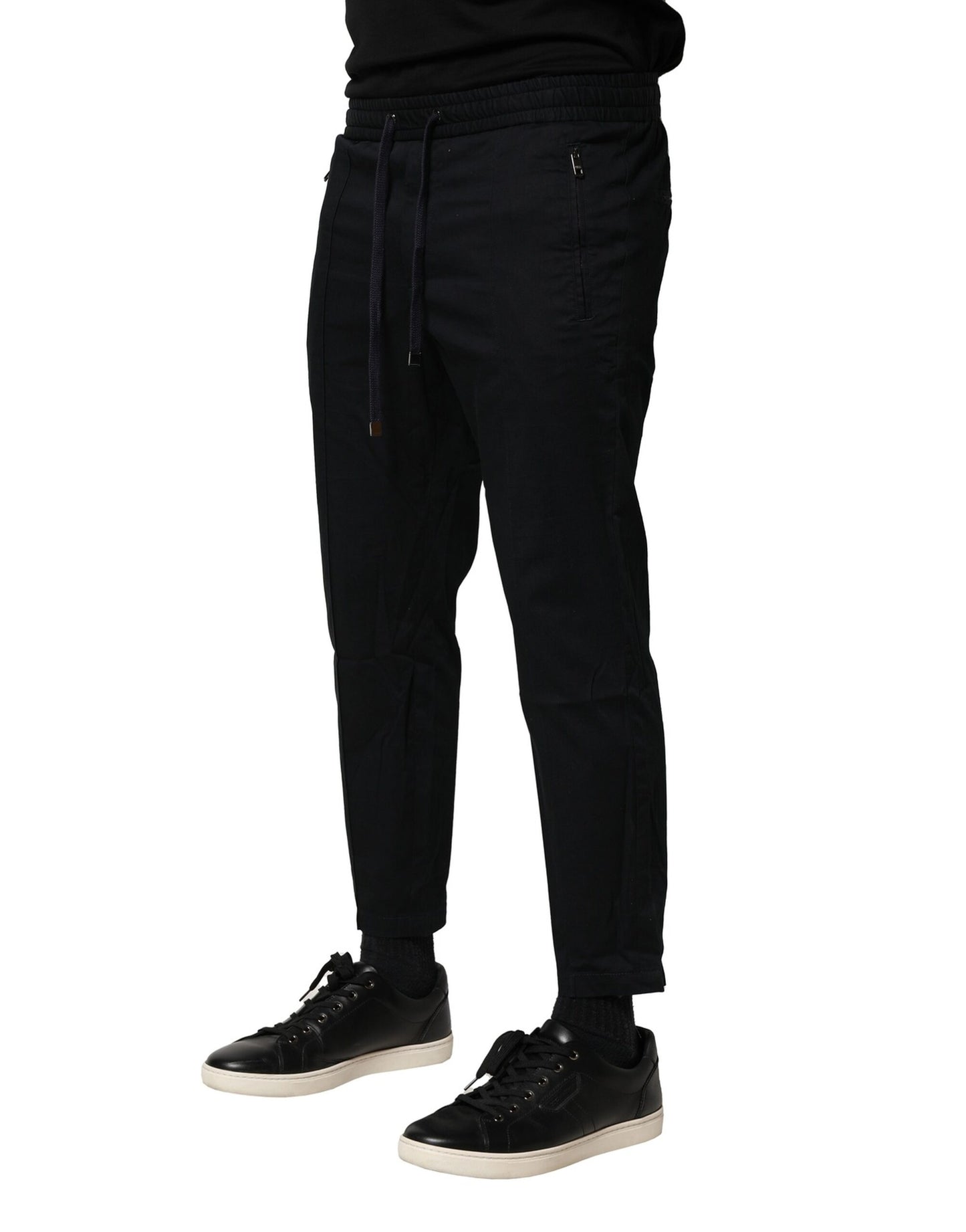 Dolce & Gabbana Black Cotton Mid Waist Jogger Pants Dolce & Gabbana