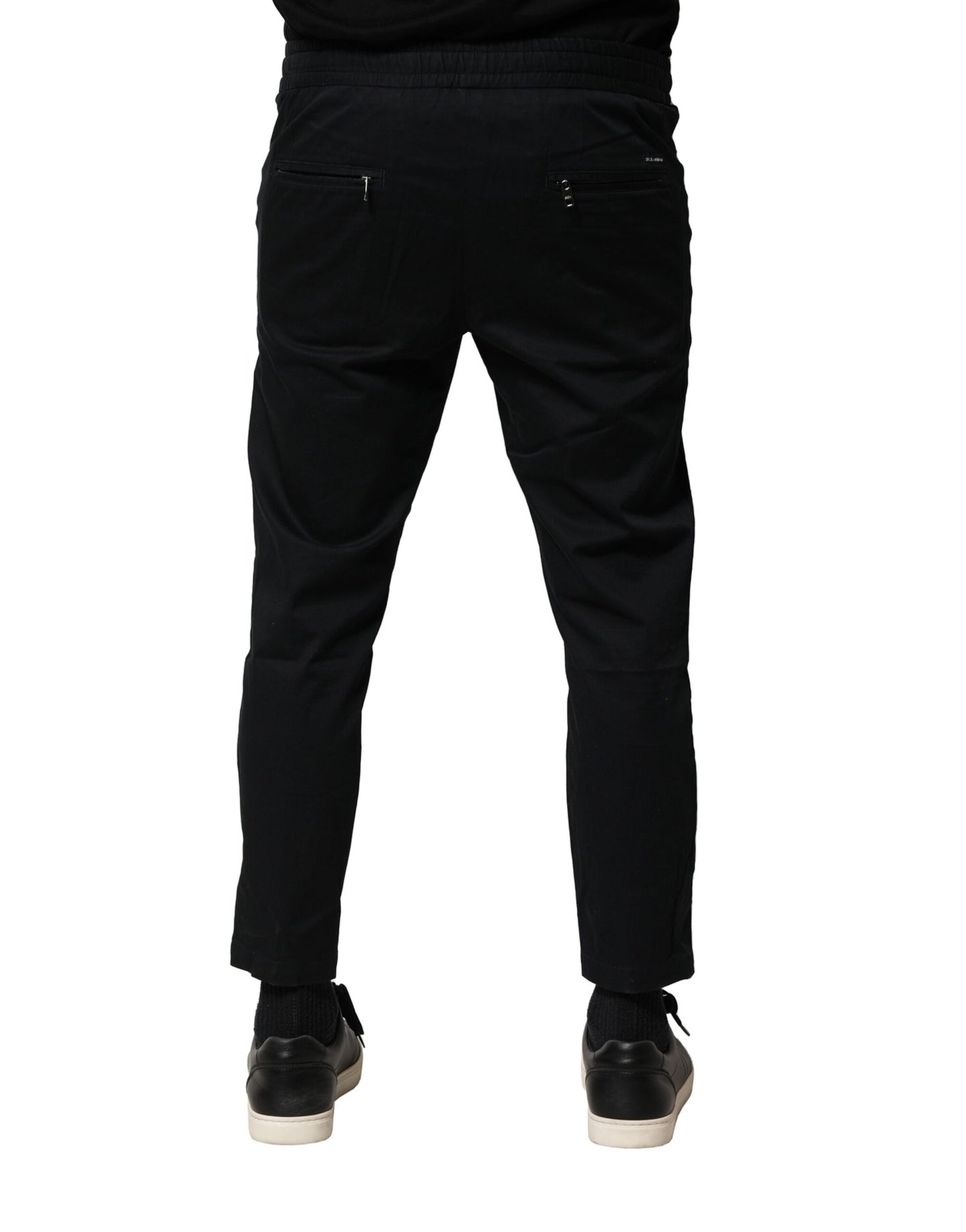Dolce & Gabbana Black Cotton Mid Waist Jogger Pants Dolce & Gabbana