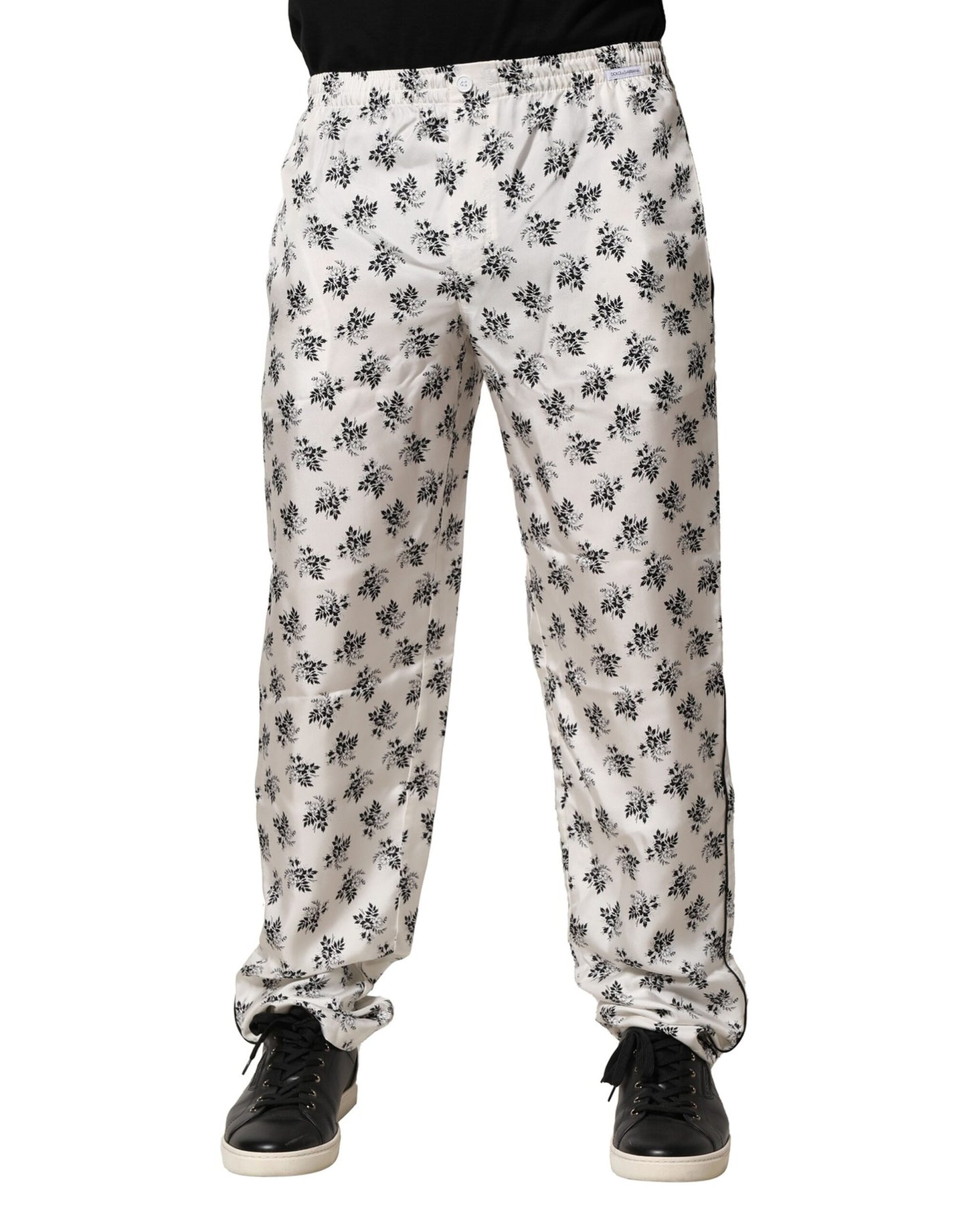 Dolce & Gabbana White Floral Silk Casual Lounge Pants Dolce & Gabbana