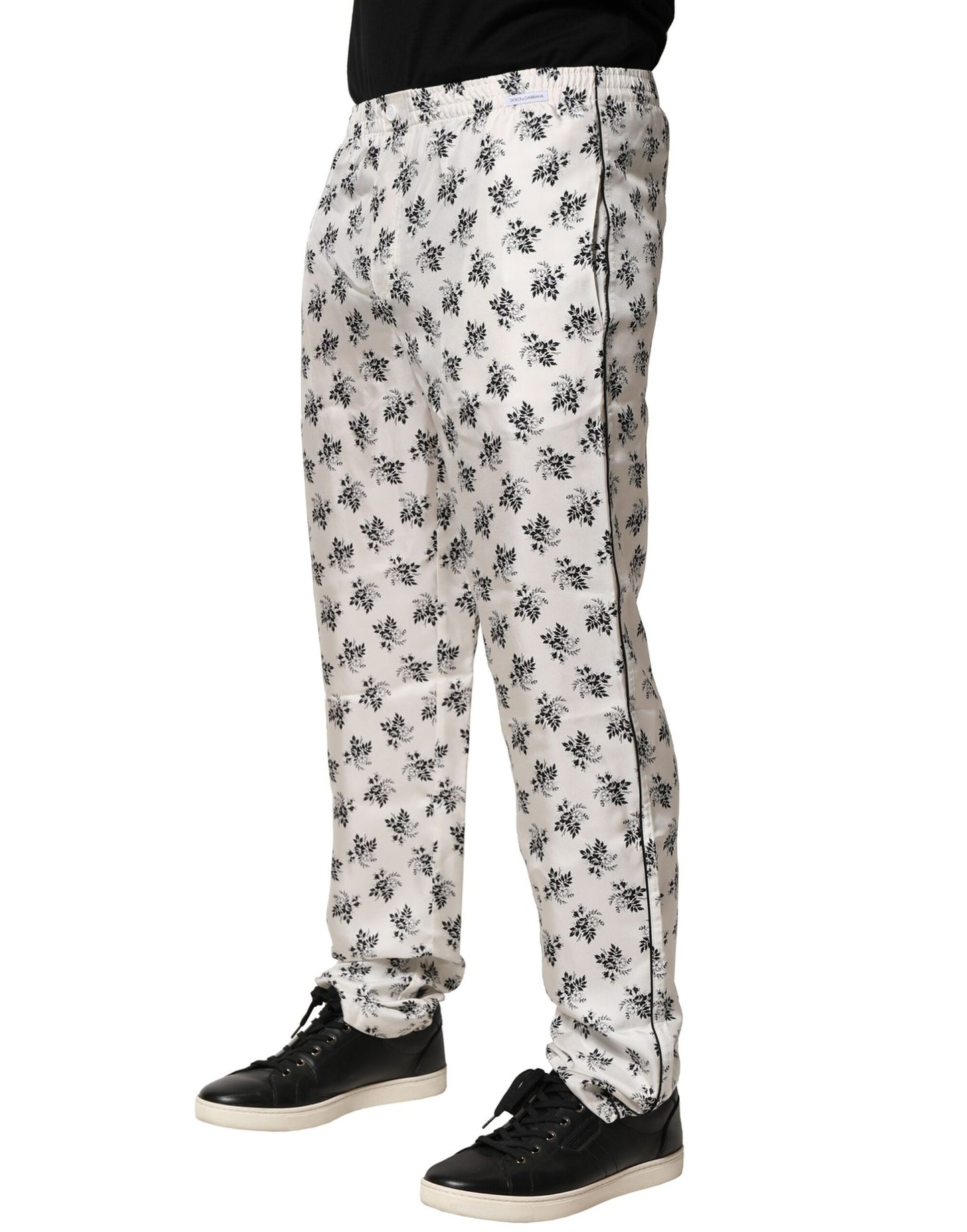Dolce & Gabbana White Floral Silk Casual Lounge Pants Dolce & Gabbana