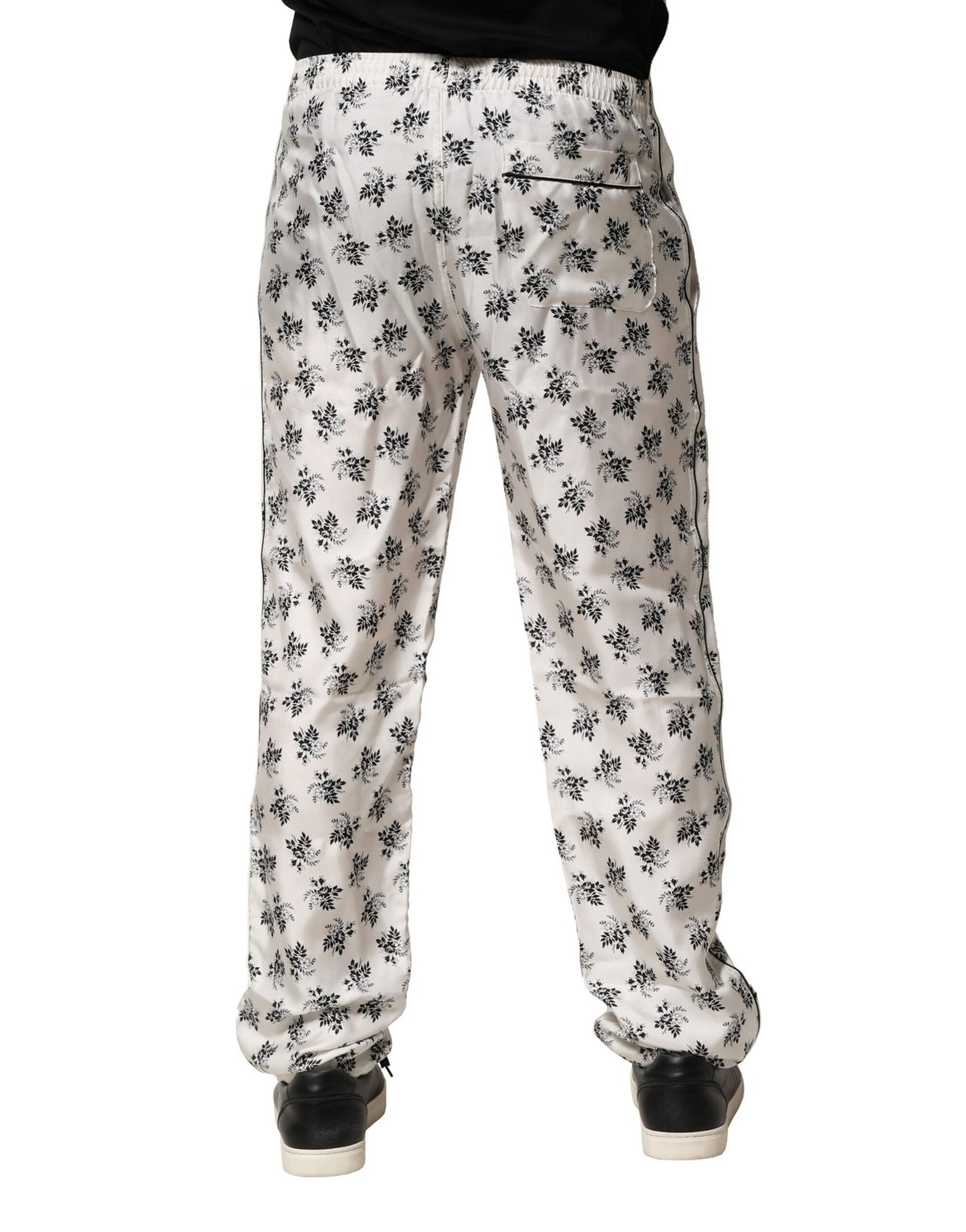 Dolce & Gabbana White Floral Silk Casual Lounge Pants Dolce & Gabbana