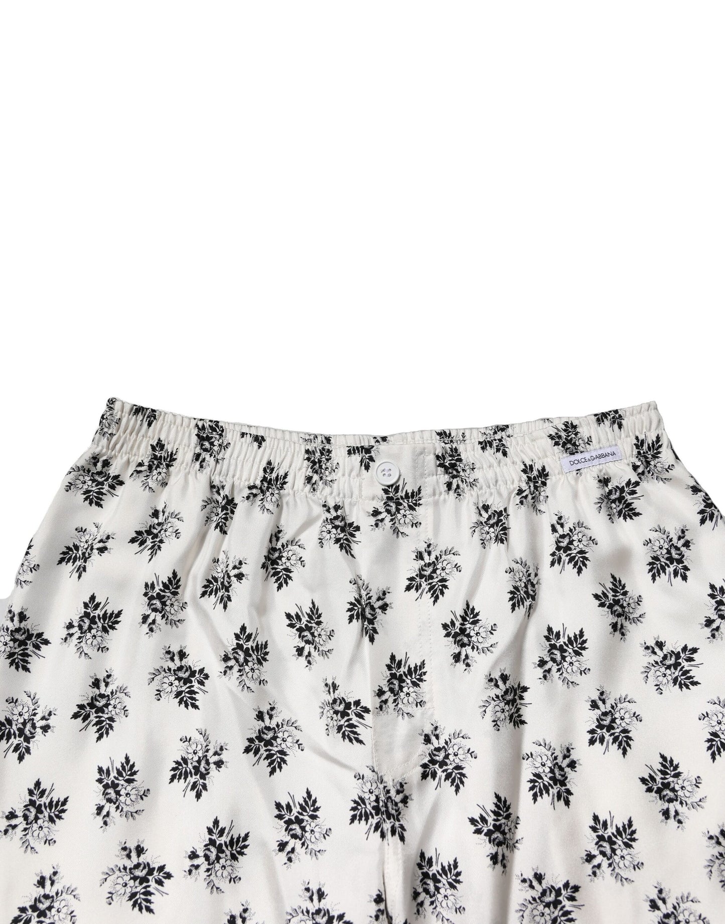 Dolce & Gabbana White Floral Silk Casual Lounge Pants Dolce & Gabbana