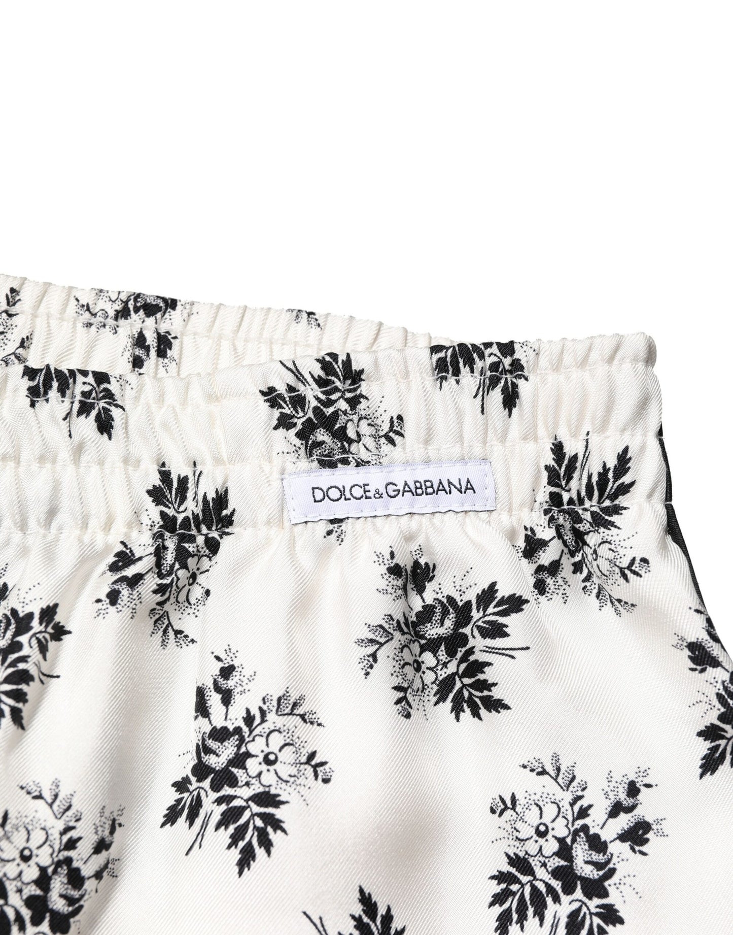 Dolce & Gabbana White Floral Silk Casual Lounge Pants Dolce & Gabbana