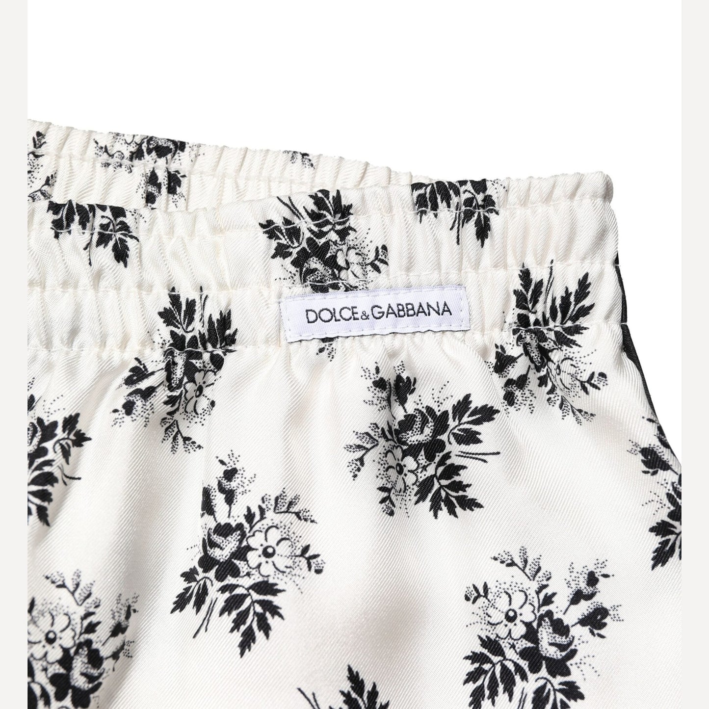 Dolce & Gabbana White Floral Silk Casual Lounge Pants