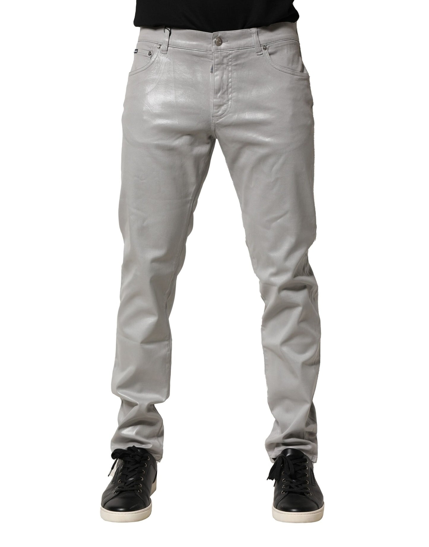 Dolce & Gabbana Silver Cotton Stretch Slim Denim Jeans Dolce & Gabbana