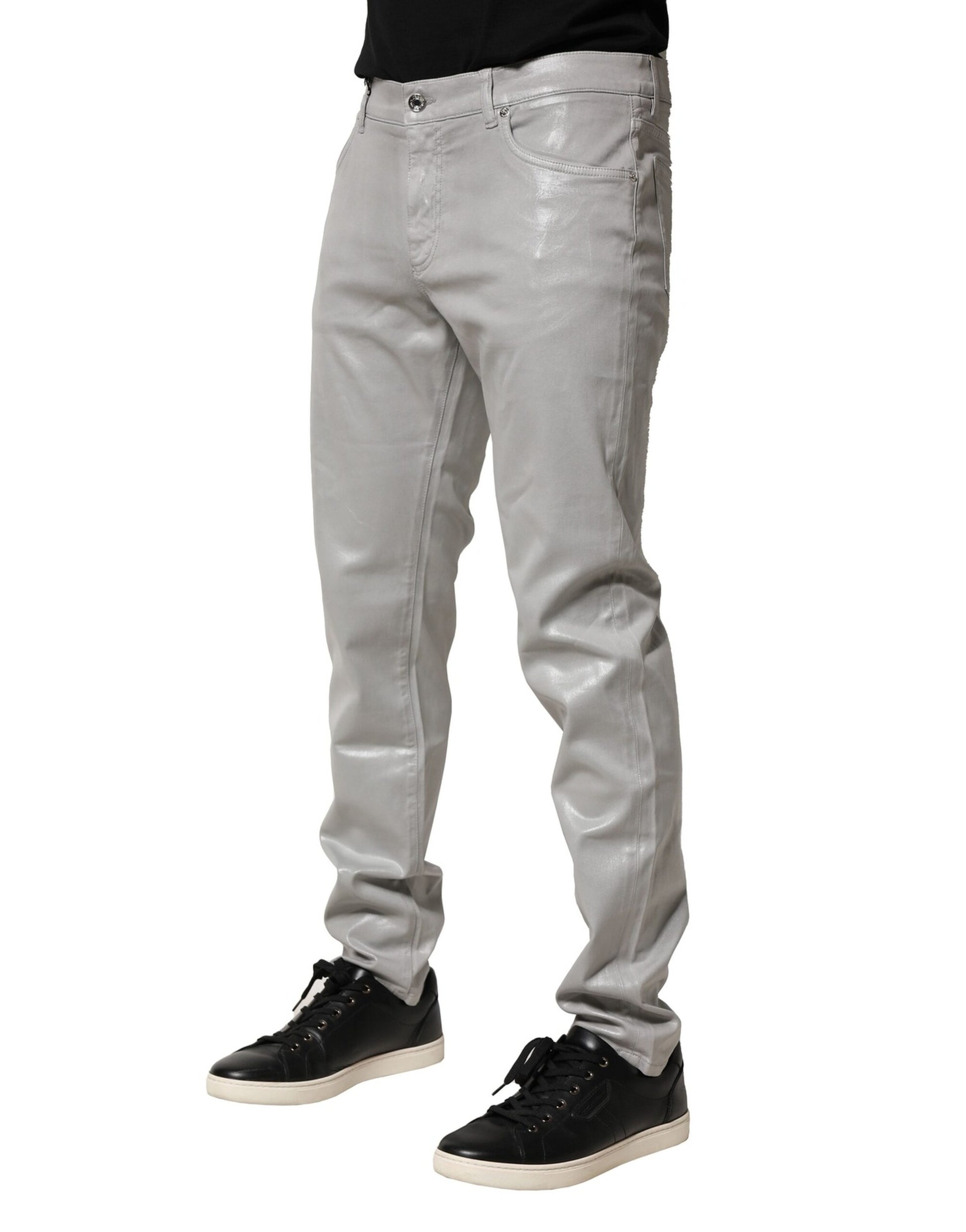 Dolce & Gabbana Silver Cotton Stretch Slim Denim Jeans Dolce & Gabbana