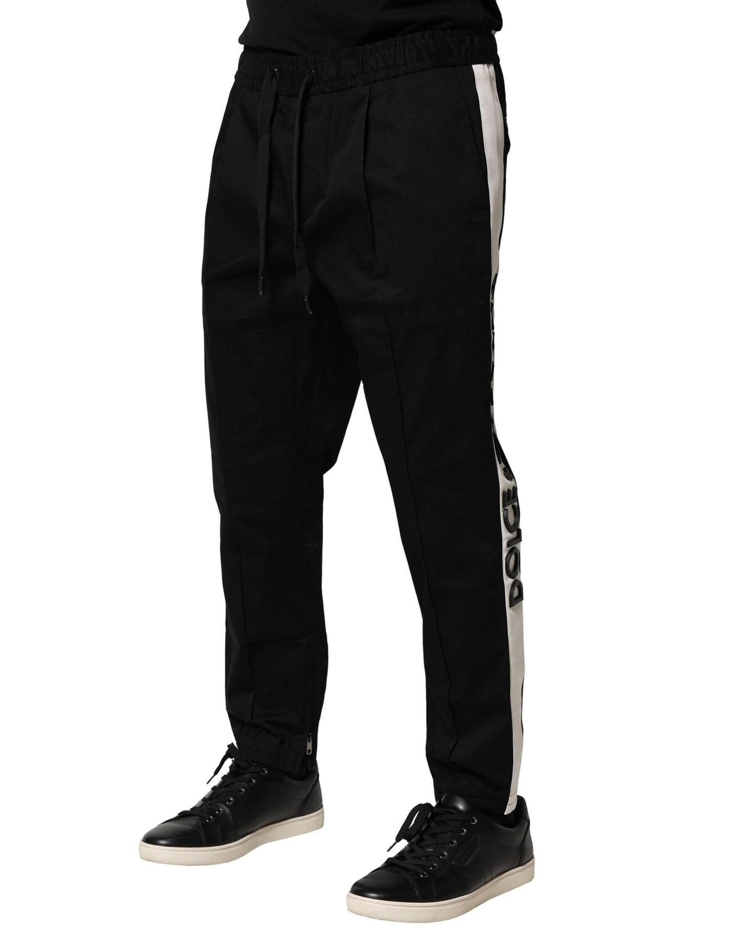 Dolce & Gabbana Black Cotton Mid Waist Jogger Pants Dolce & Gabbana
