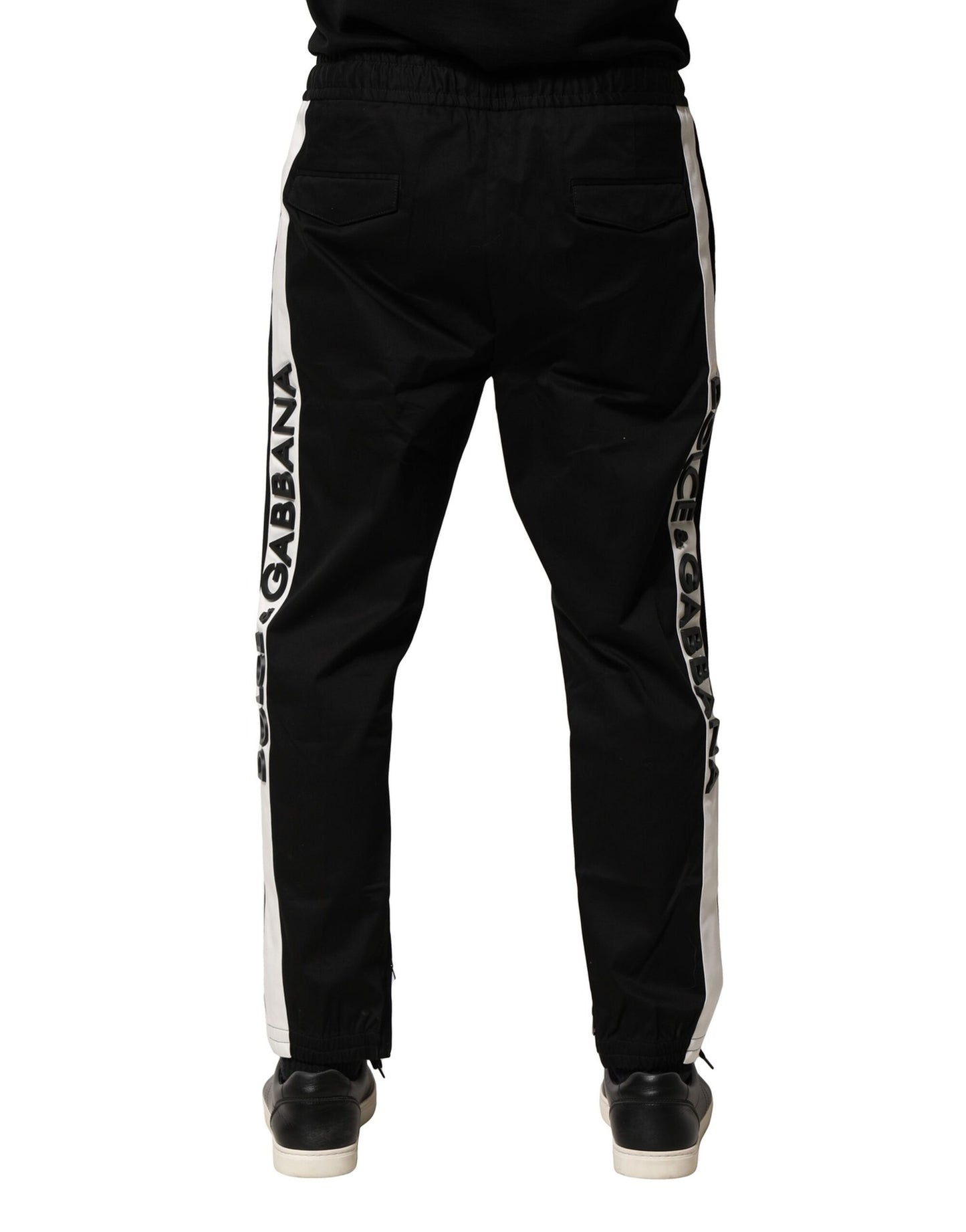 Dolce & Gabbana Black Cotton Mid Waist Jogger Pants Dolce & Gabbana