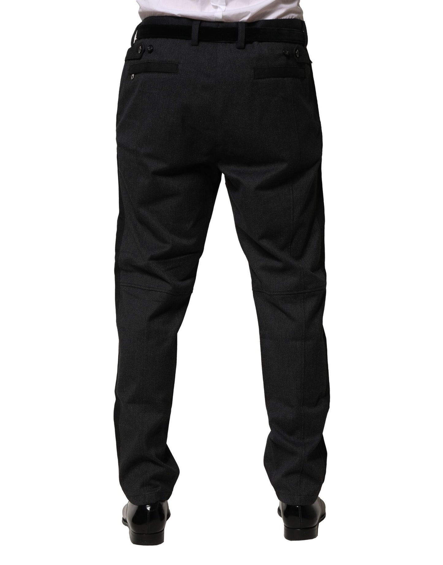 Dolce & Gabbana Black Cotton Dress Slim Formal Pants Dolce & Gabbana