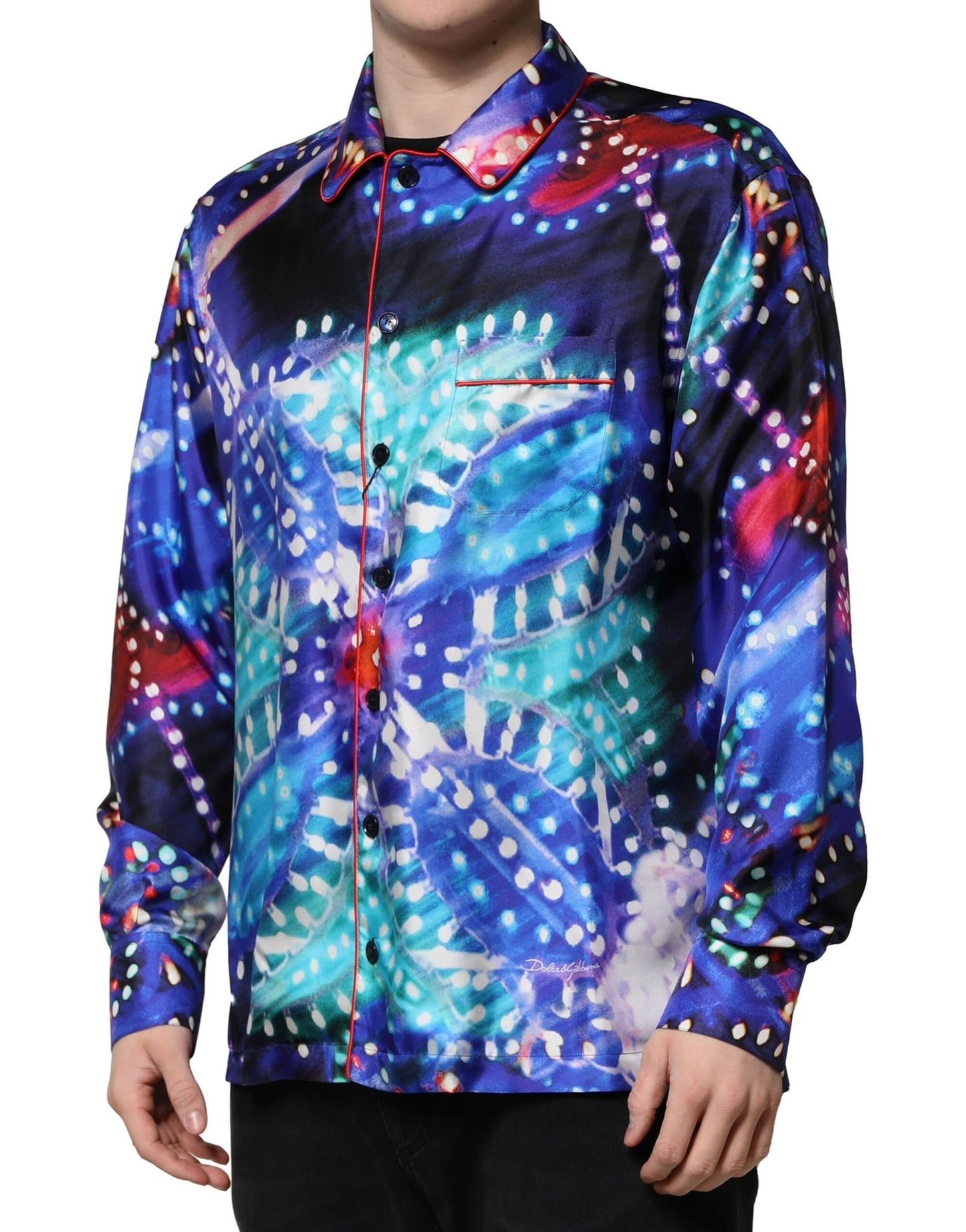Dolce & Gabbana Multicolor Printed Silk Lounge Casual Shirt Dolce & Gabbana