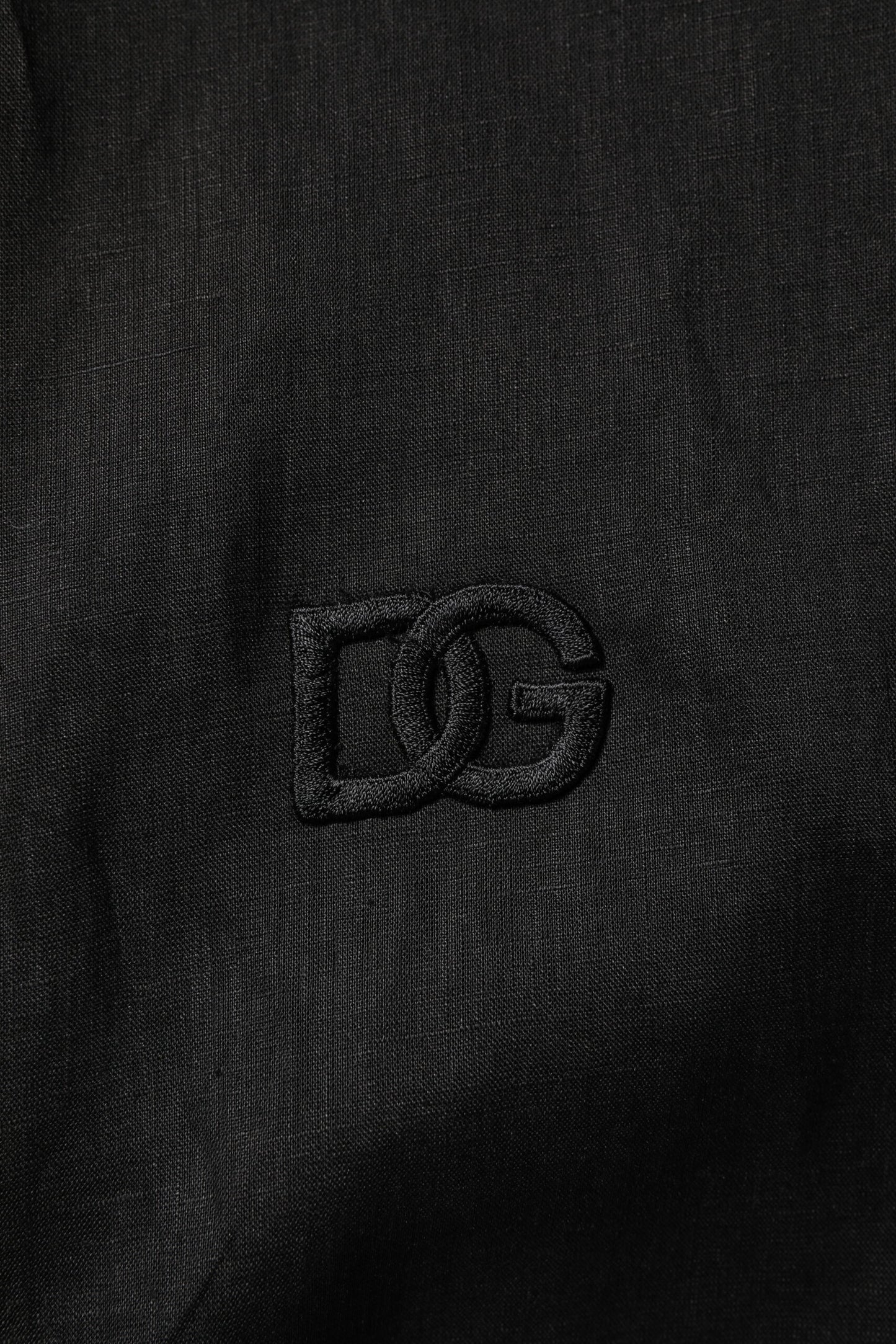 Dolce & Gabbana Black Linen Long Sleeves Men Casual Shirt Dolce & Gabbana