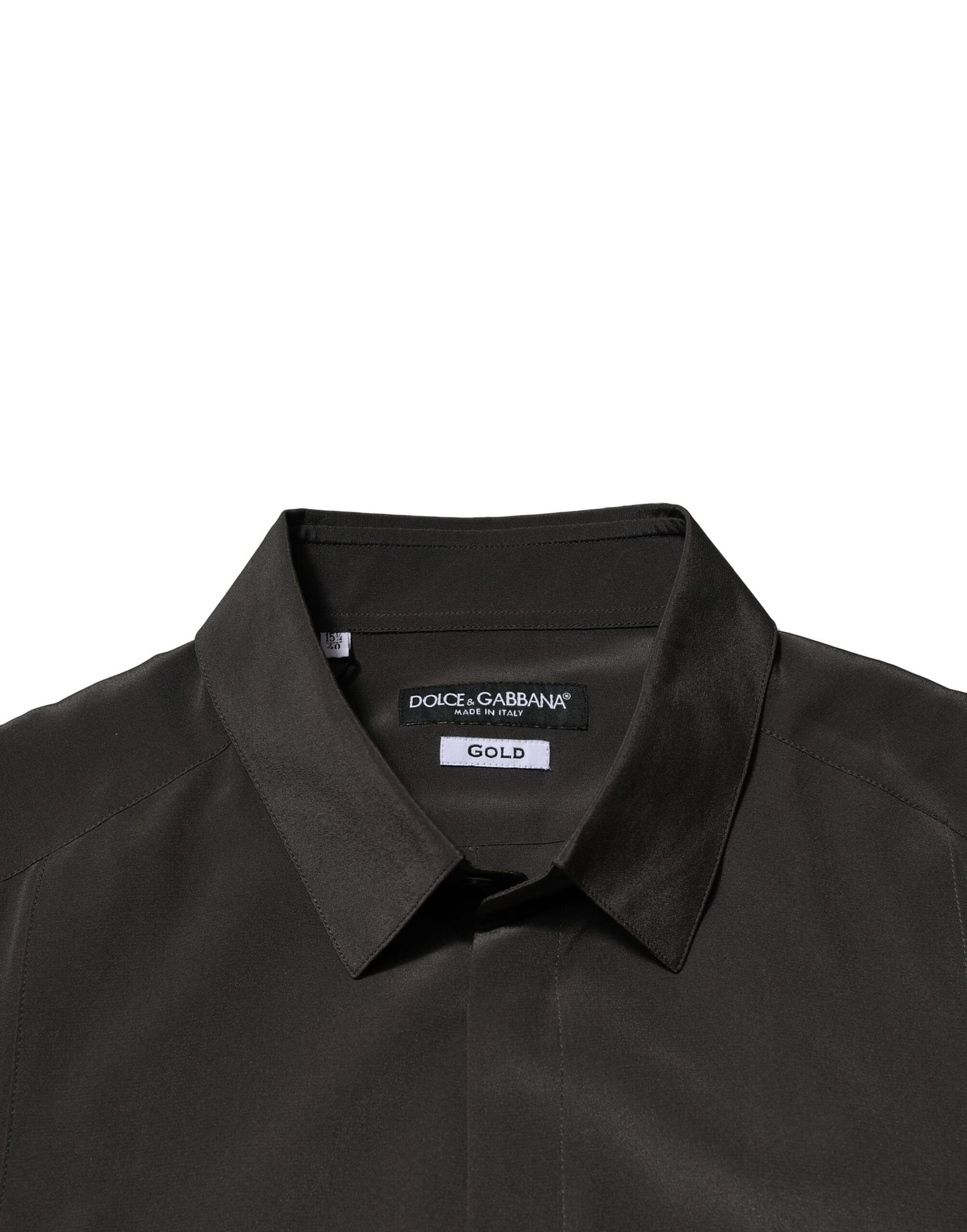Dolce & Gabbana Dark Brown Silk GOLD Men Dress Formal Shirt Dolce & Gabbana