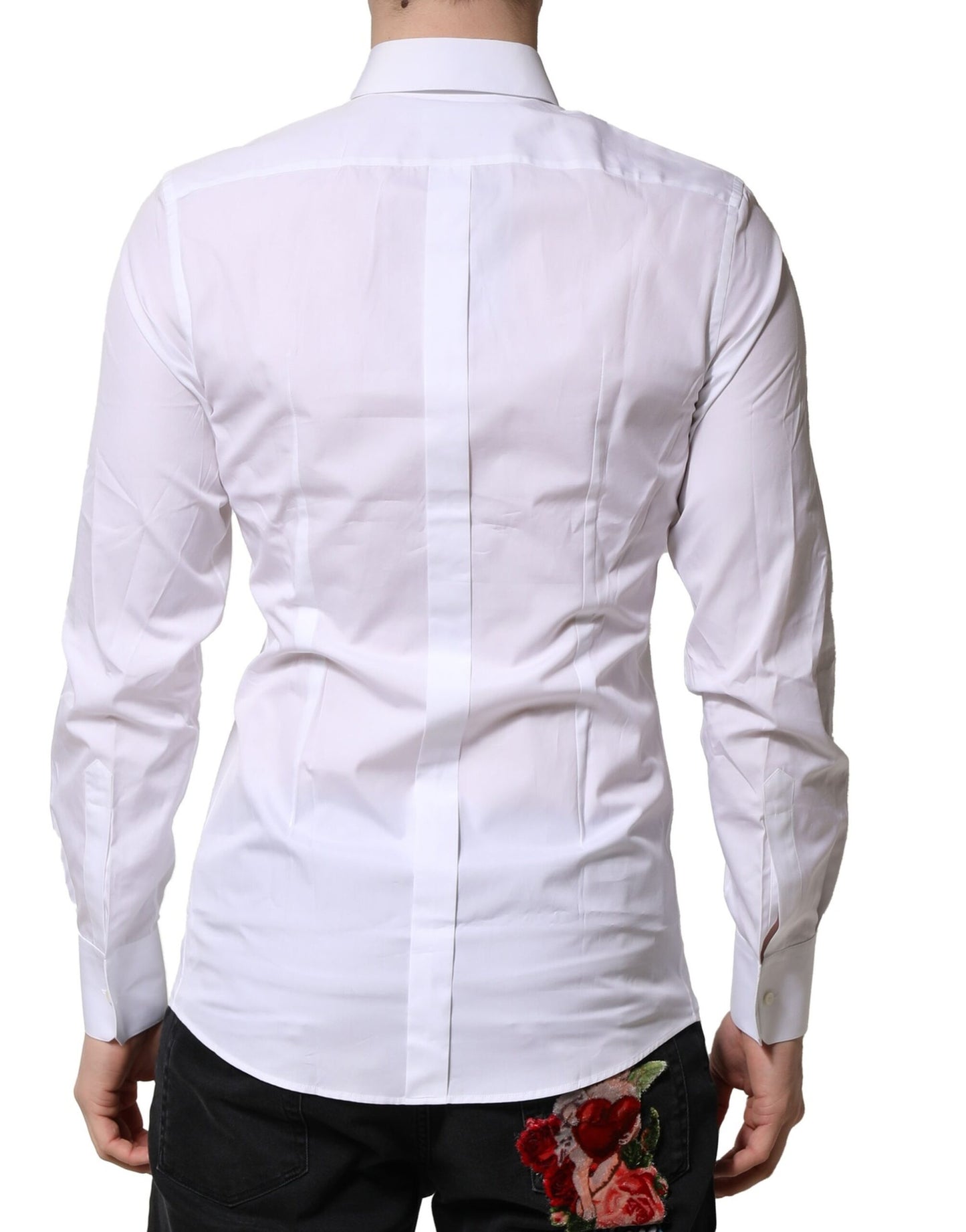 Dolce & Gabbana White GOLD Long Sleeves Men Dress Formal Shirt Dolce & Gabbana