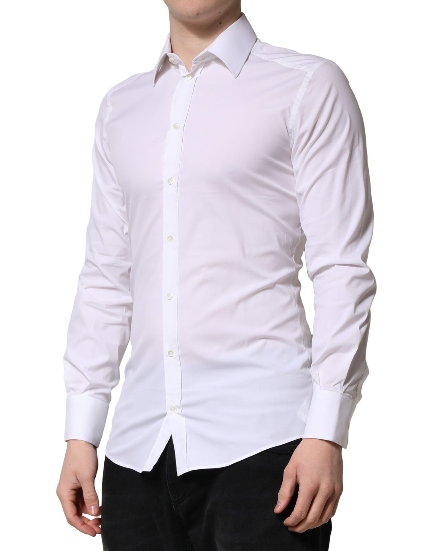 Dolce & Gabbana White GOLD Long Sleeves Men Dress Formal Shirt Dolce & Gabbana