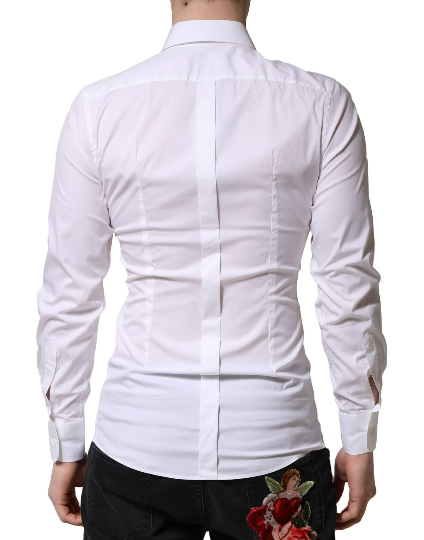 Dolce & Gabbana White GOLD Long Sleeves Men Dress Formal Shirt Dolce & Gabbana