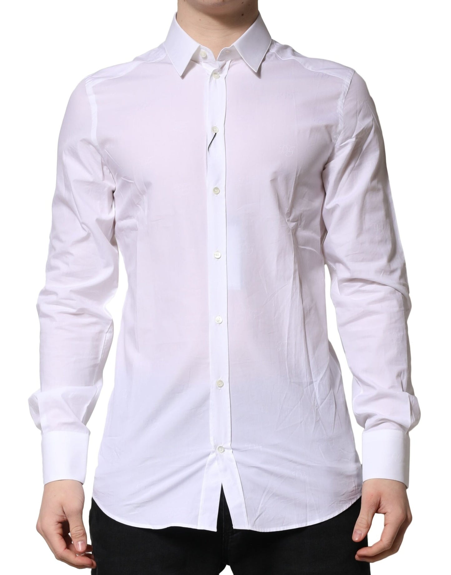 Dolce & Gabbana White GOLD Long Sleeves Dress Formal Shirt Dolce & Gabbana