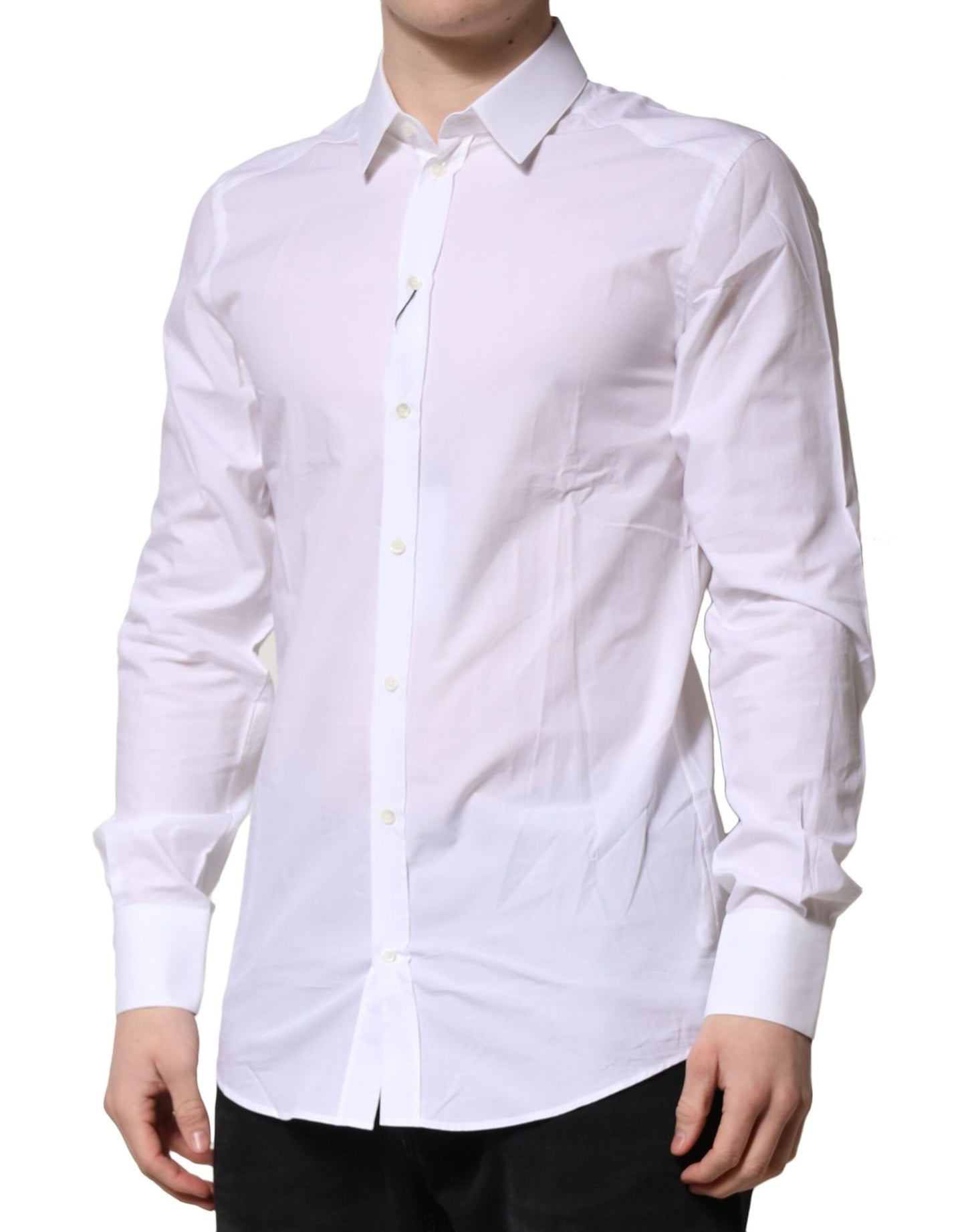 Dolce & Gabbana White GOLD Long Sleeves Dress Formal Shirt Dolce & Gabbana