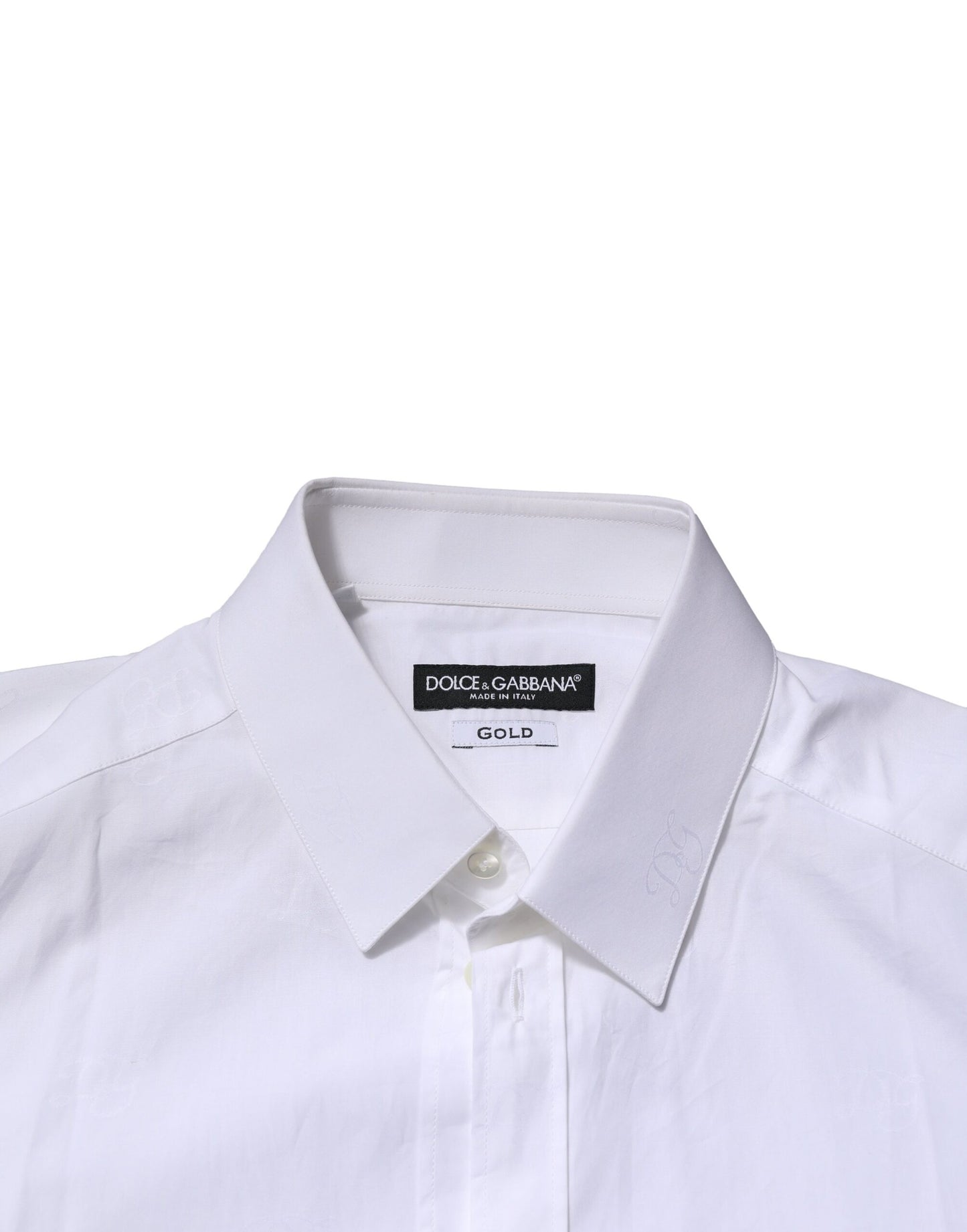 Dolce & Gabbana White GOLD Long Sleeves Dress Formal Shirt Dolce & Gabbana