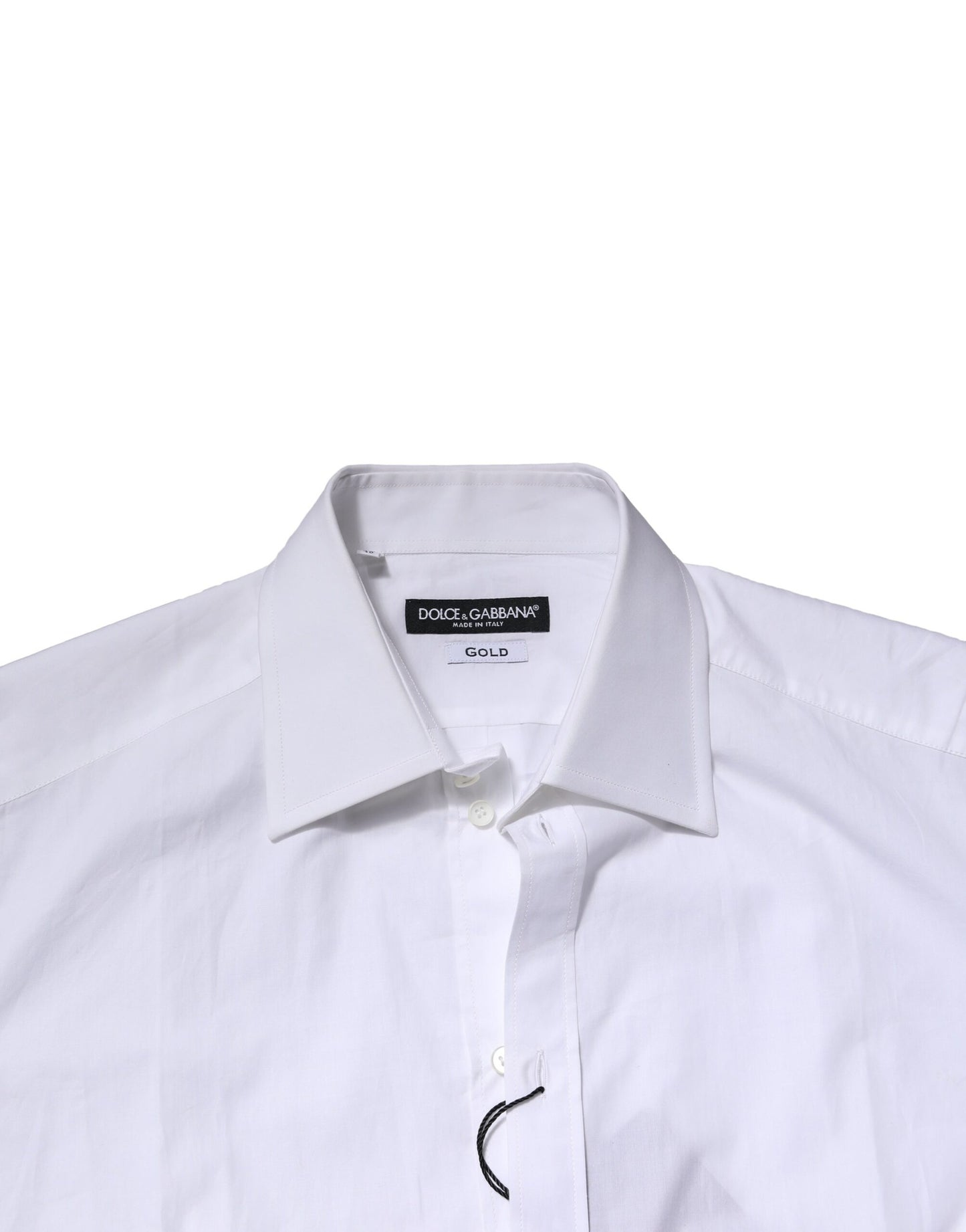 Dolce & Gabbana White Cotton Long Sleeves GOLD Formal Shirt Dolce & Gabbana